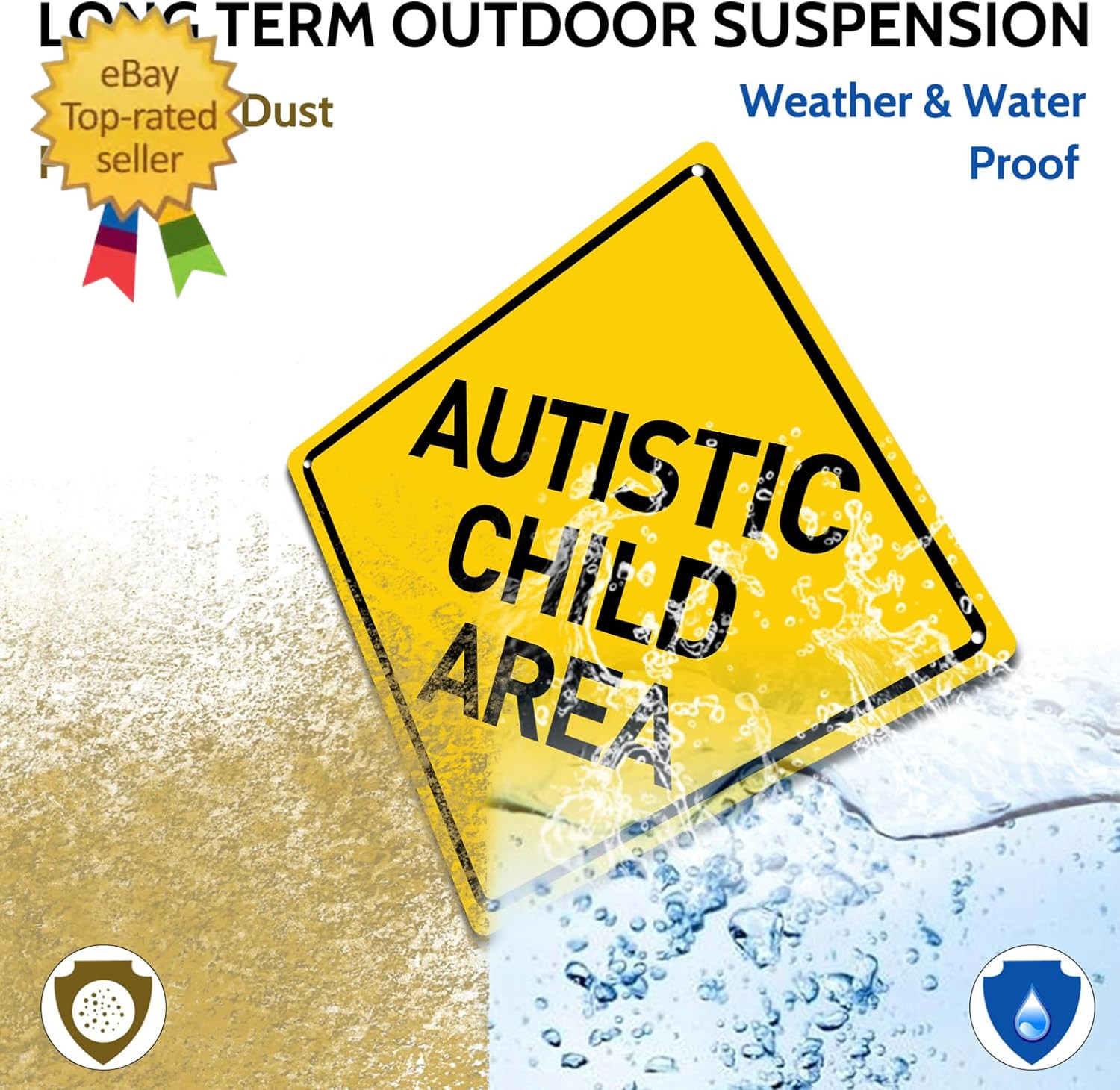 Autistic Child Area Heavy Duty Aluminum Warning Sign 12″ X 12″