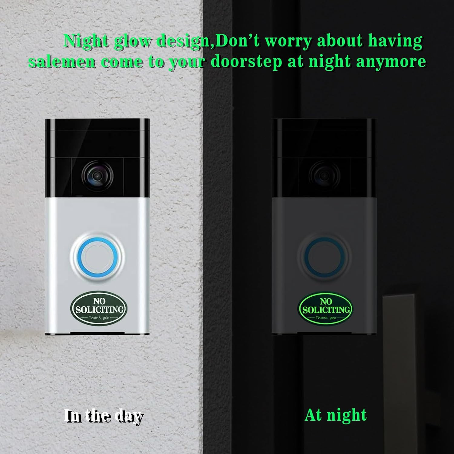 Small No Soliciting Sign for House,6 Pcs,With Glow in the Dark Stickers | No Sol