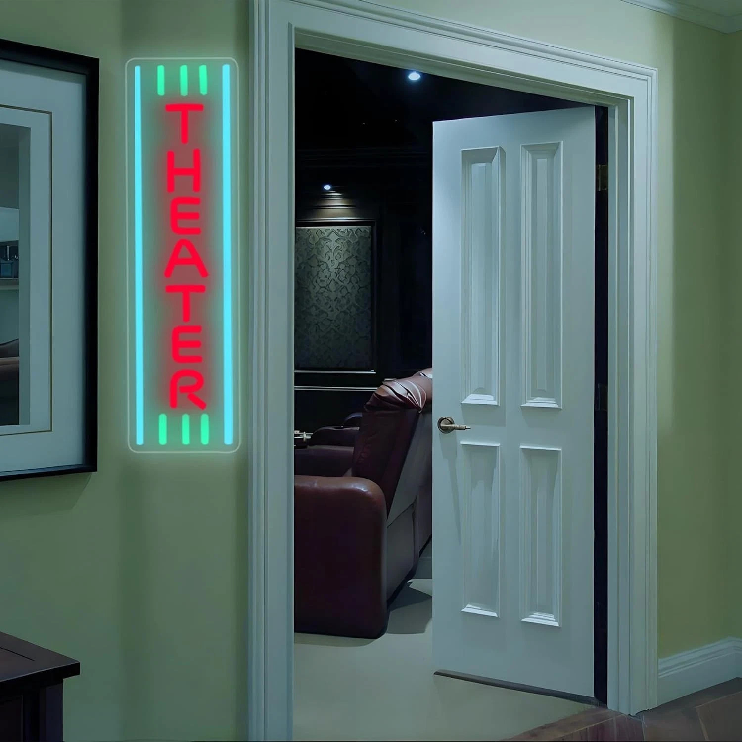 Theater Neon Sign Dimmable LED Movie Night Signs for Wall Decor Home Theater Acc