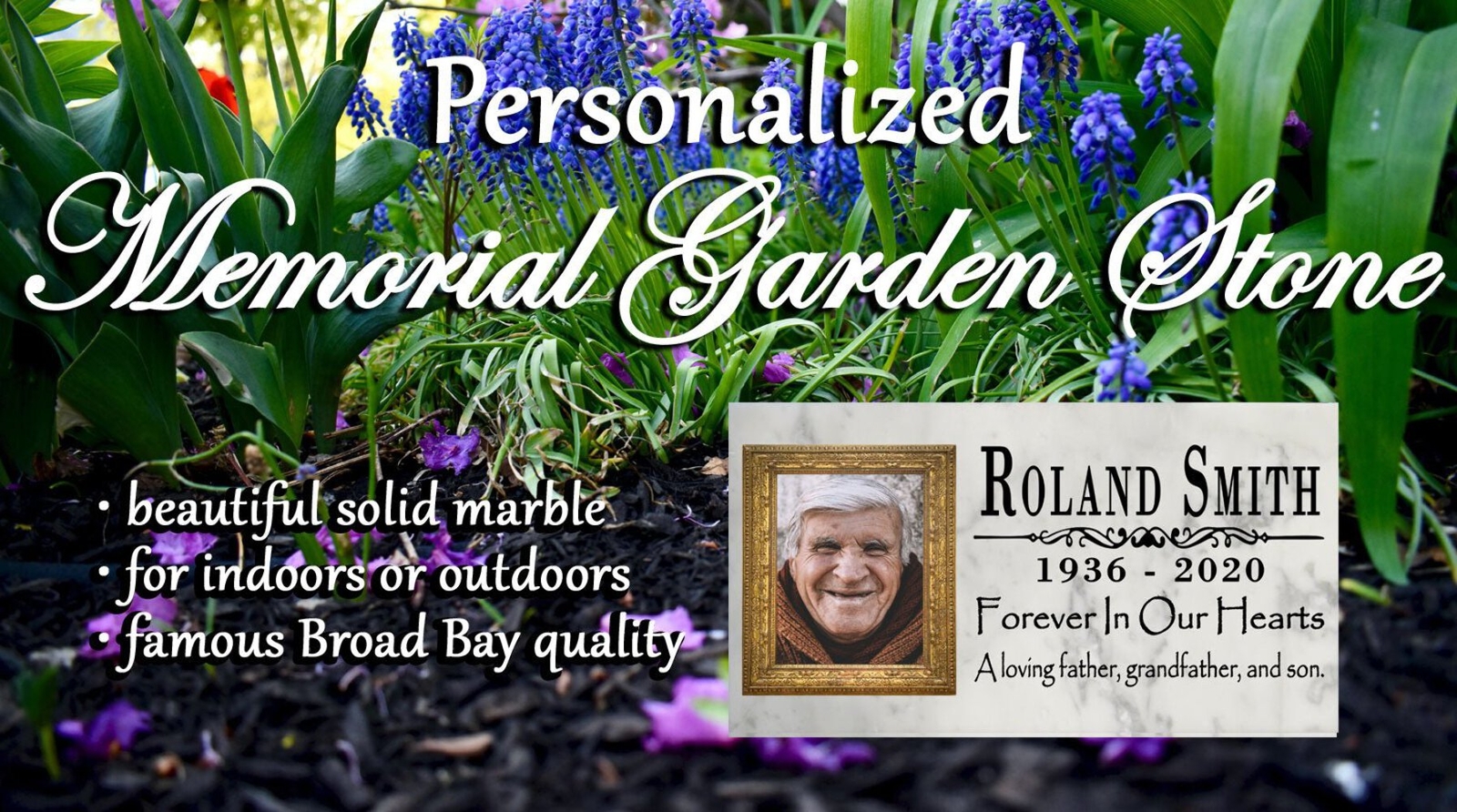 Picture Memorial Stone Loved One Loss Gift Forever In Our Hearts 12″ x 6″