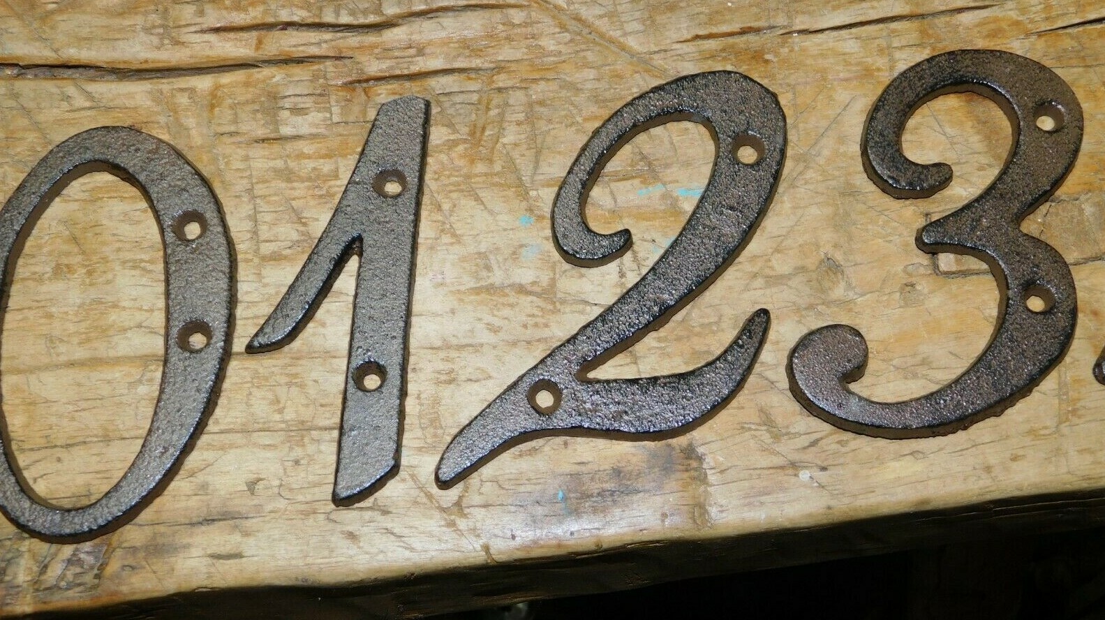 Rustic BROWN Cast Iron Metal House Numbers Street Address 4 INCH Phone #’s 3