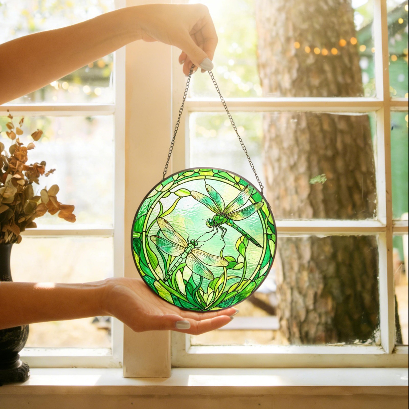 Dragonfly Stained Glass , Dragonflies Suncatcher Window Hanging,Nature