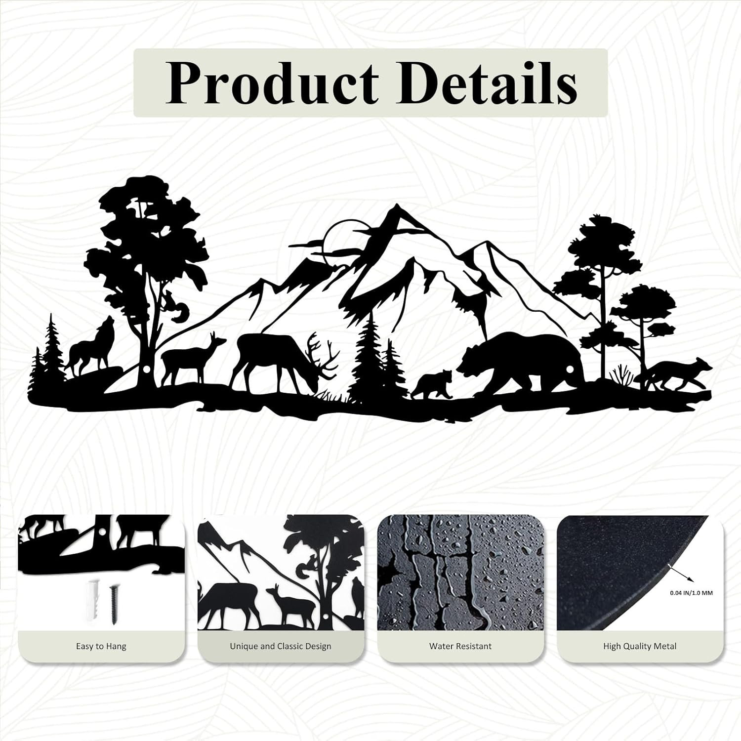 Mountain Forest Metal Wall Decor Deer Bear Metal Wall Art Woodland