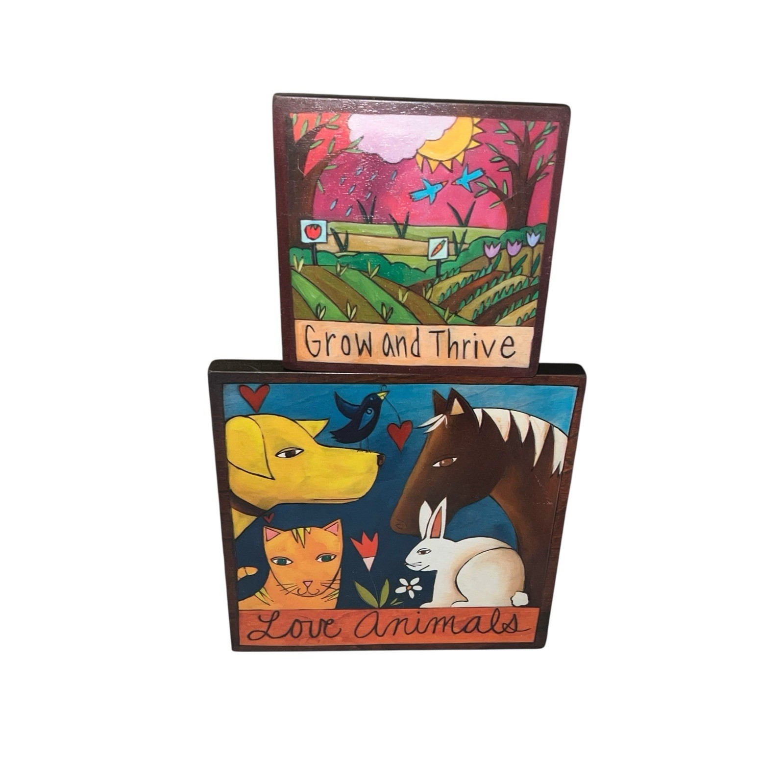 Sincerely, Sticks – “Fur Babies” 9x9in & “It’s Painting Time” Wooden Plaque Lot