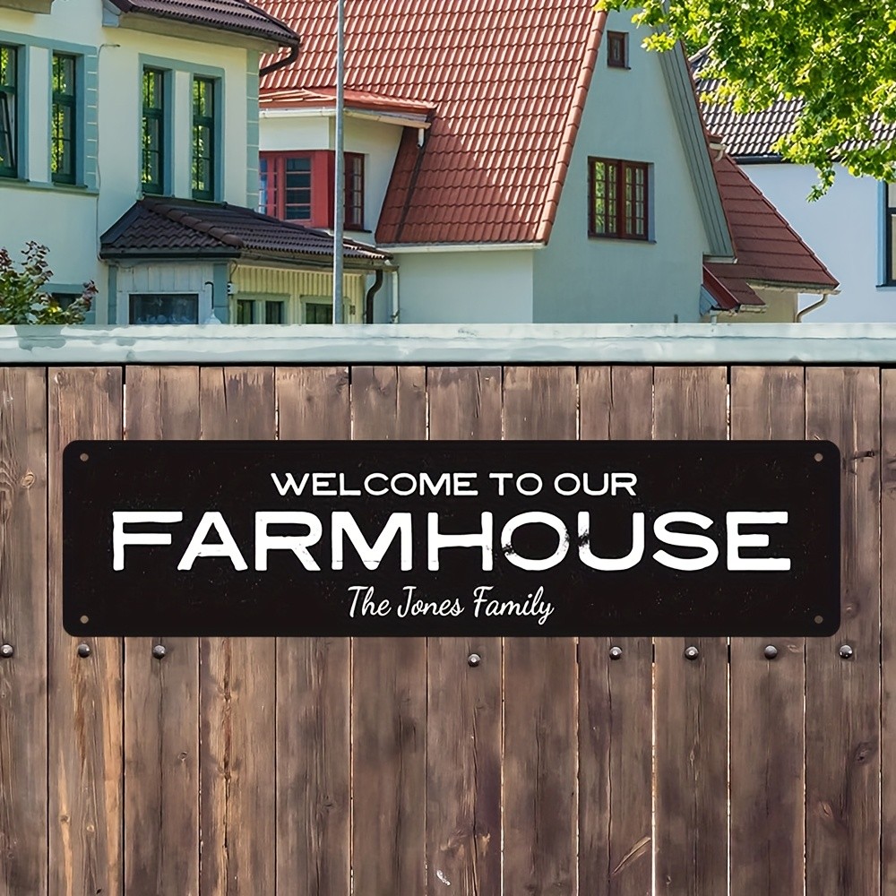 Customizable Welcome To Our Farmhouse Metal Sign Personalized Family Name Decor