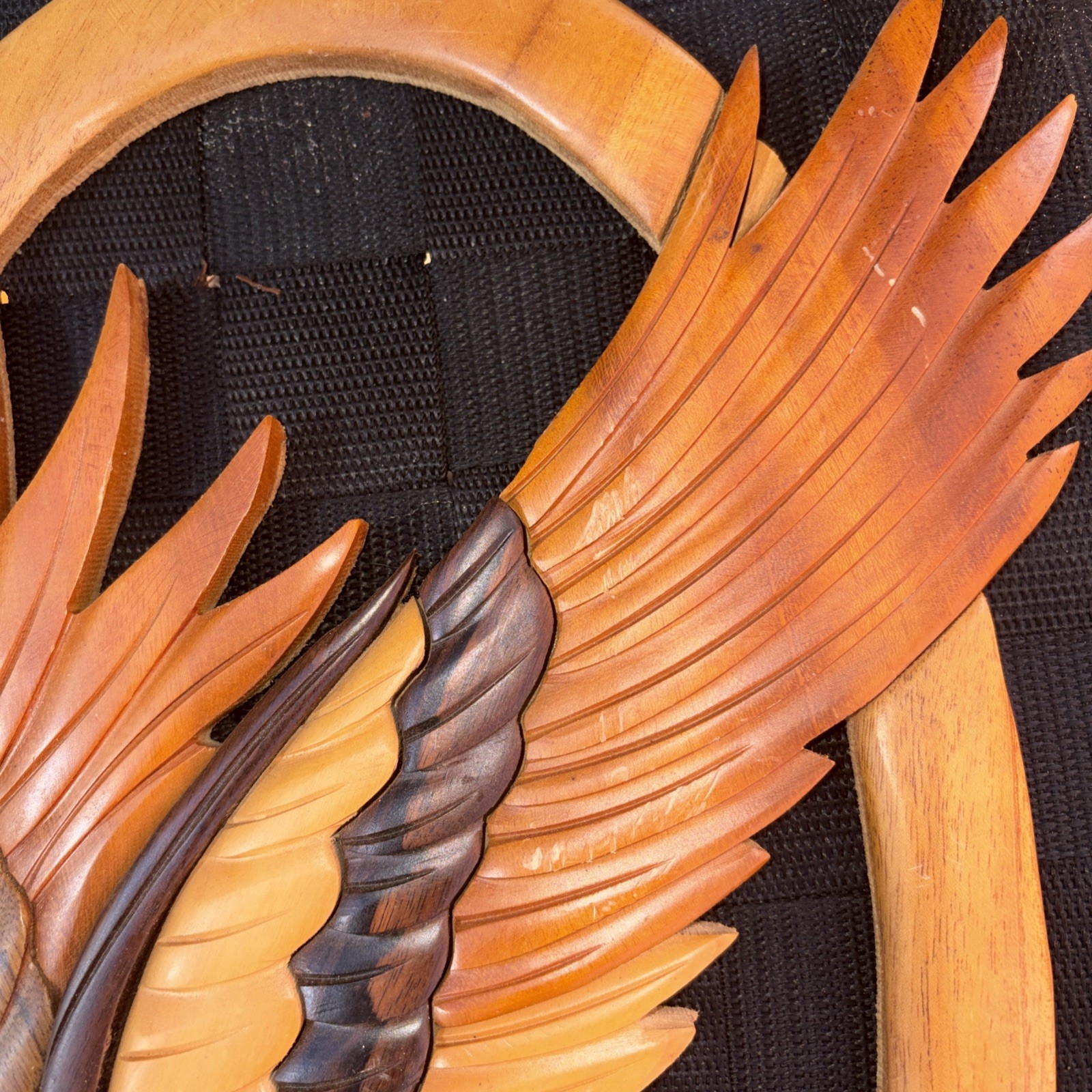 Flying Eagle Intarsia wood wall hanging hand crafted home decor 16”x 10″ x 0.5″