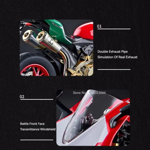 1:9 Kawasaki Ninja H2R Diecast Motorcycle Model Light Sound Alloy Toy Gift