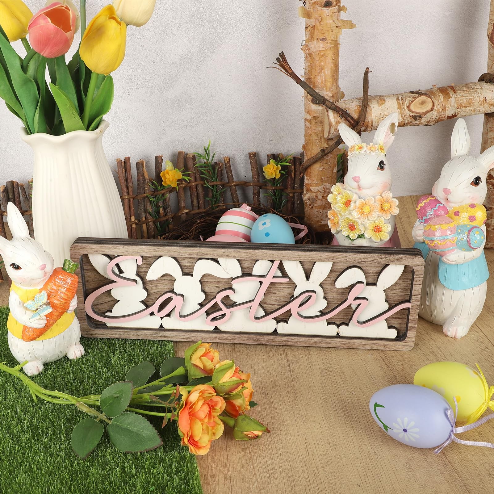 Vintage Happy Easter 3.5 inches (W) x 11.2 (L), Bunnies