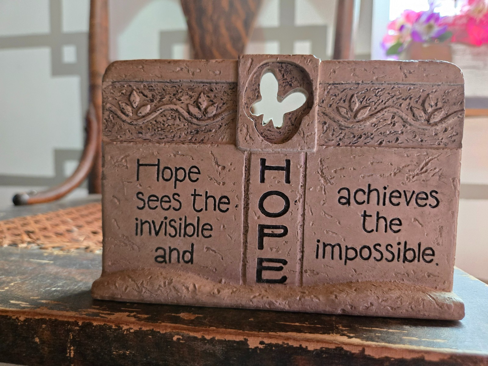 Carson Home Accents Hope Stone Look Plaque Butterfly Wall Table Decor
