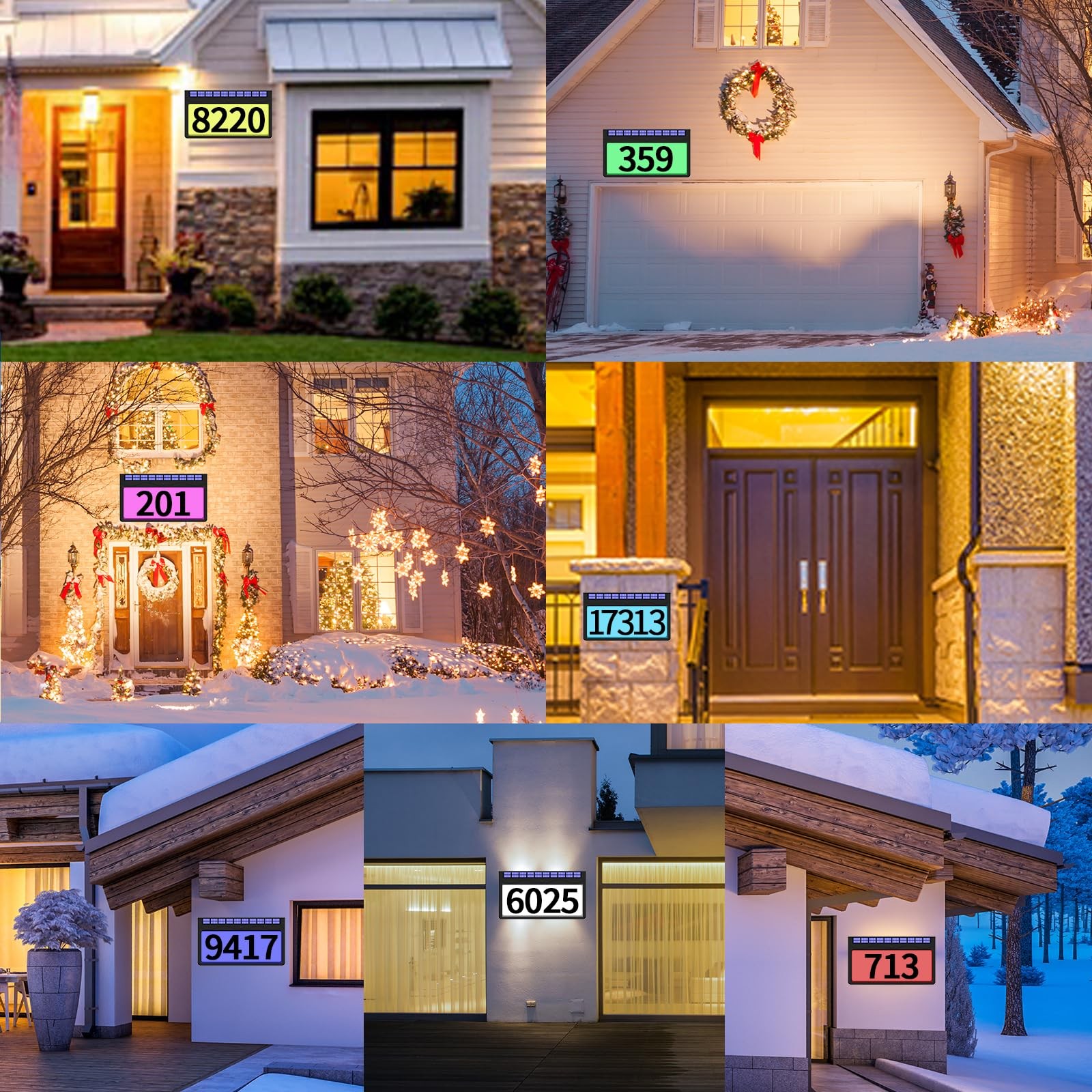 IVWVI Solar Address Sign, Lighted 6.5 IN(wall mounted), Black(RGBW)