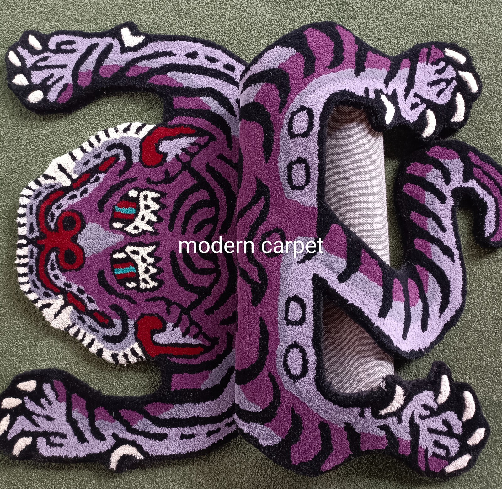 Tibetan Tiger Rugs Handmade 100% Woolen Hand Tufted For Home Decoration