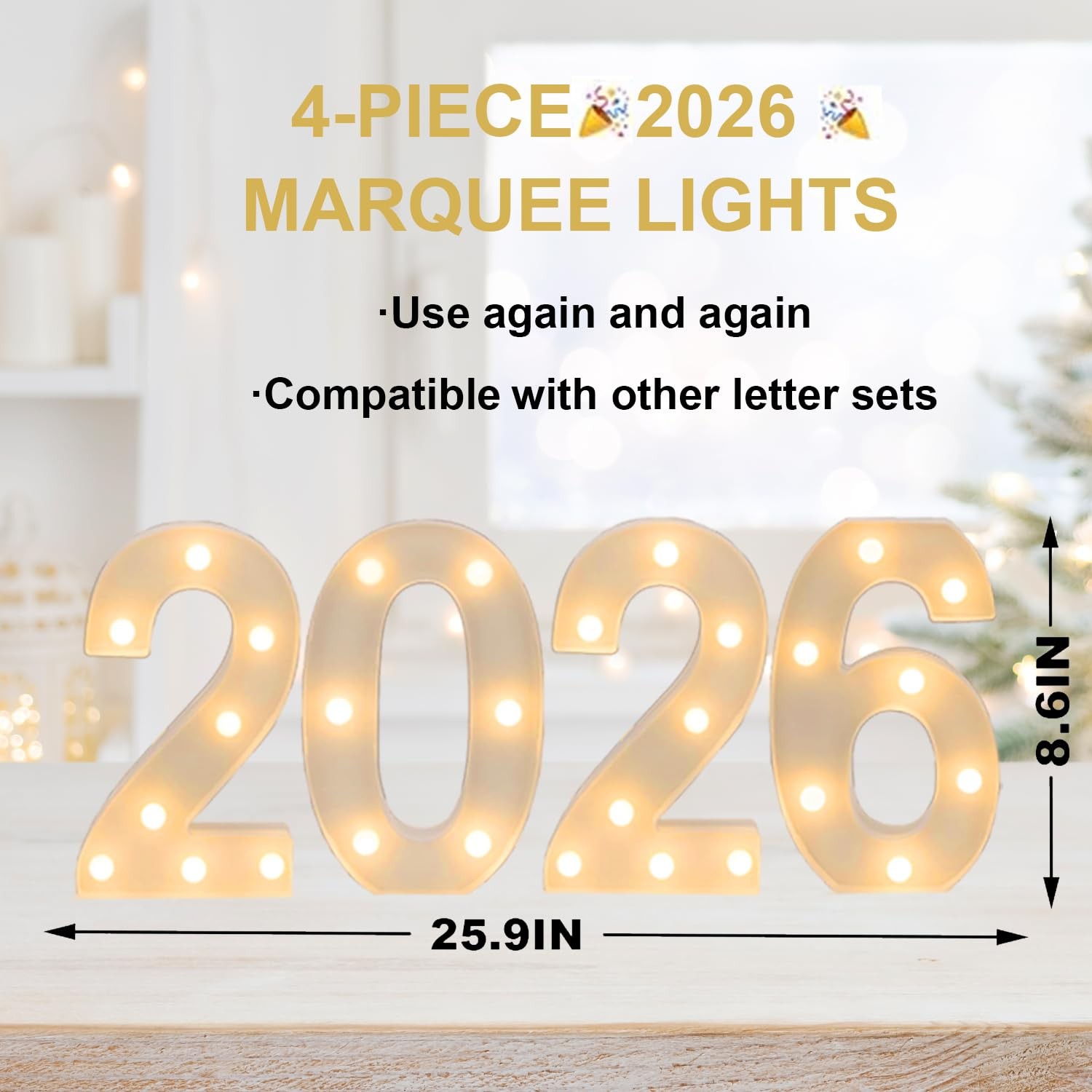 LED Marquee Numbers Lights 2026 Sign New Year Decoration Light Up Numbers