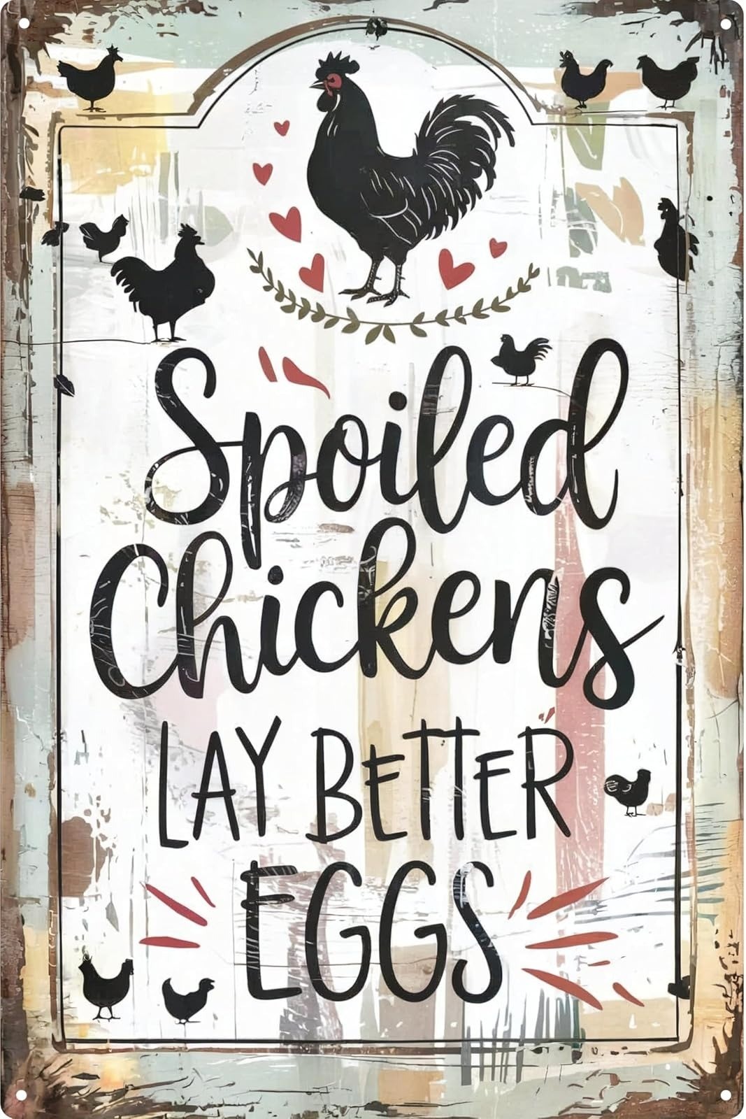 Funny Chicken Tin Sign – Let God Fix It – Farmhouse Decor 8×12 in