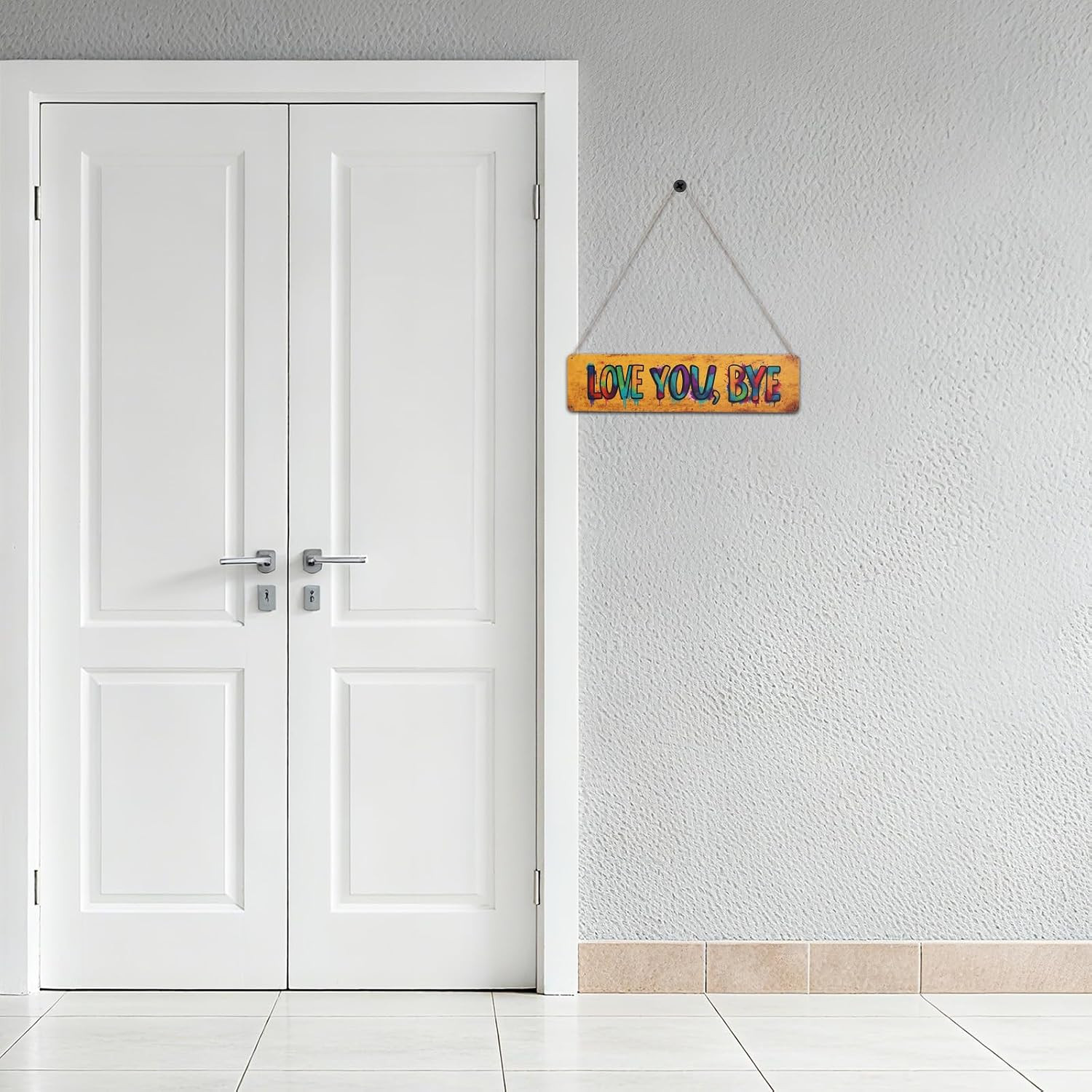 Love You Bye Sign, 40X10Cm/16X4In Vintage Metal Wall Decor above Door Bar Entryw