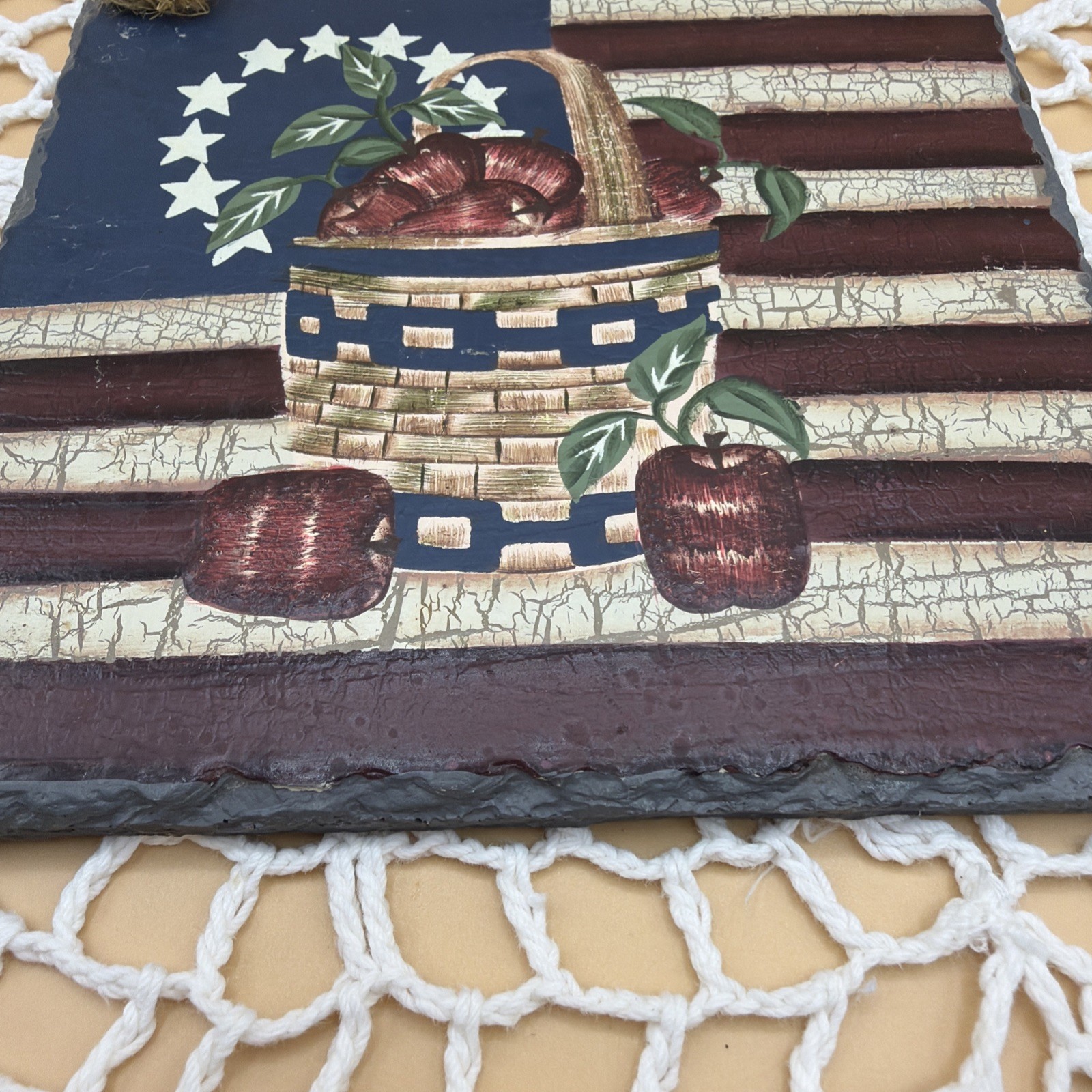 Unbranded Slate Wall Decor American USA Cottagecore Country 5.5×5.5 Flag