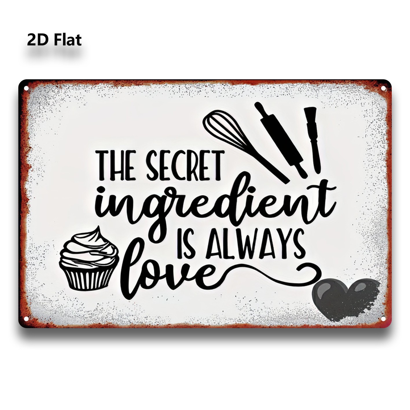 Metal Sign 20.32×30.48 cm “Love Is a Secret Recipe: Vintage Art”