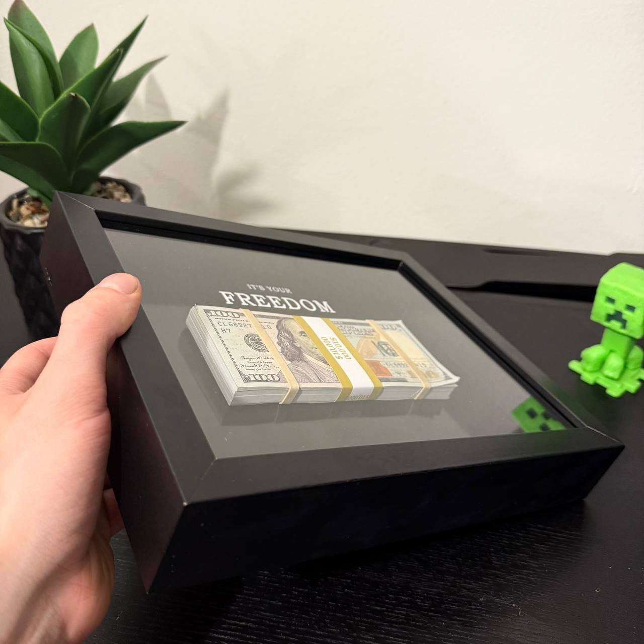 Motivational Money Frame – $10,000 Framed Cash, Office Decor and Business Gift