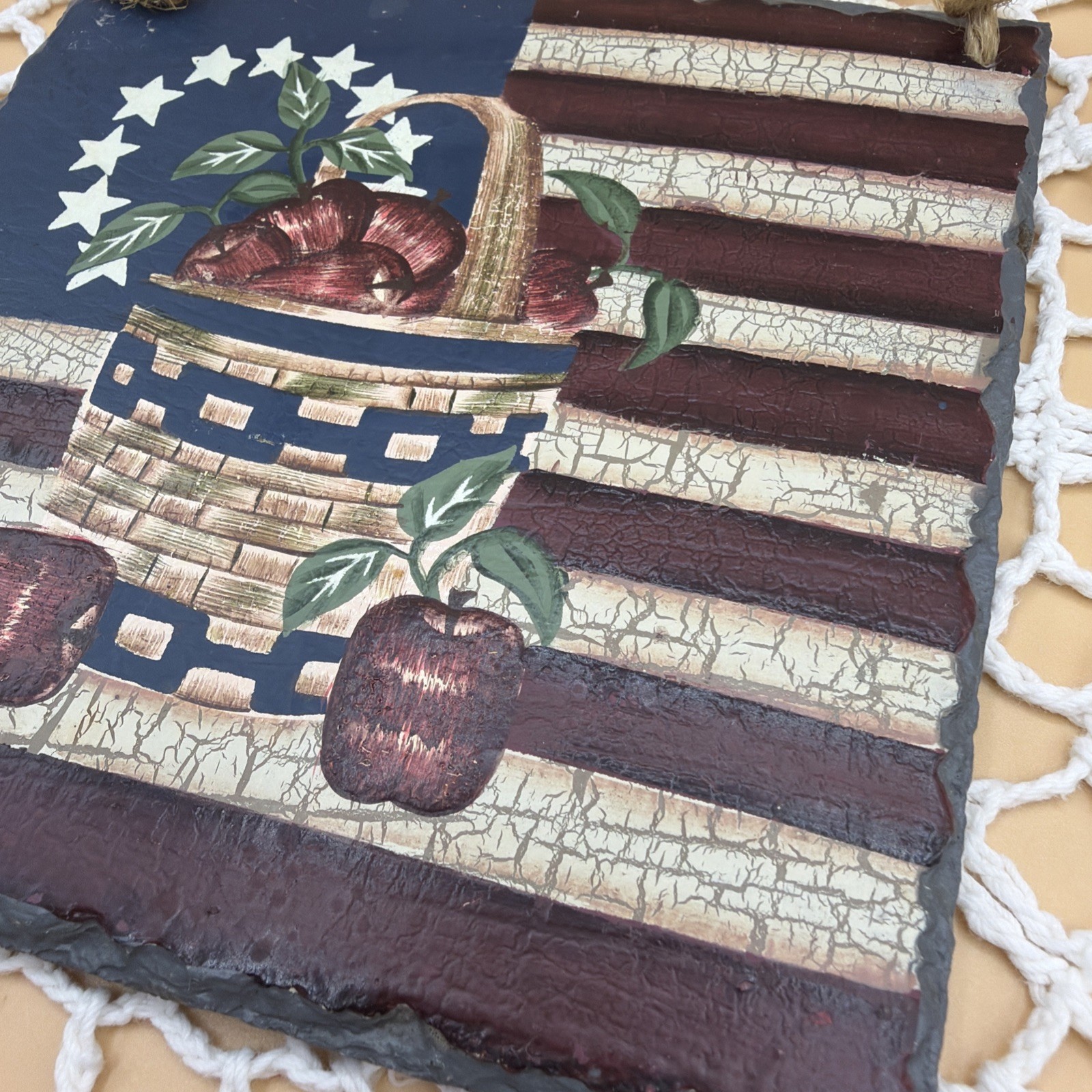 Unbranded Slate Wall Decor American USA Cottagecore Country 5.5×5.5 Flag