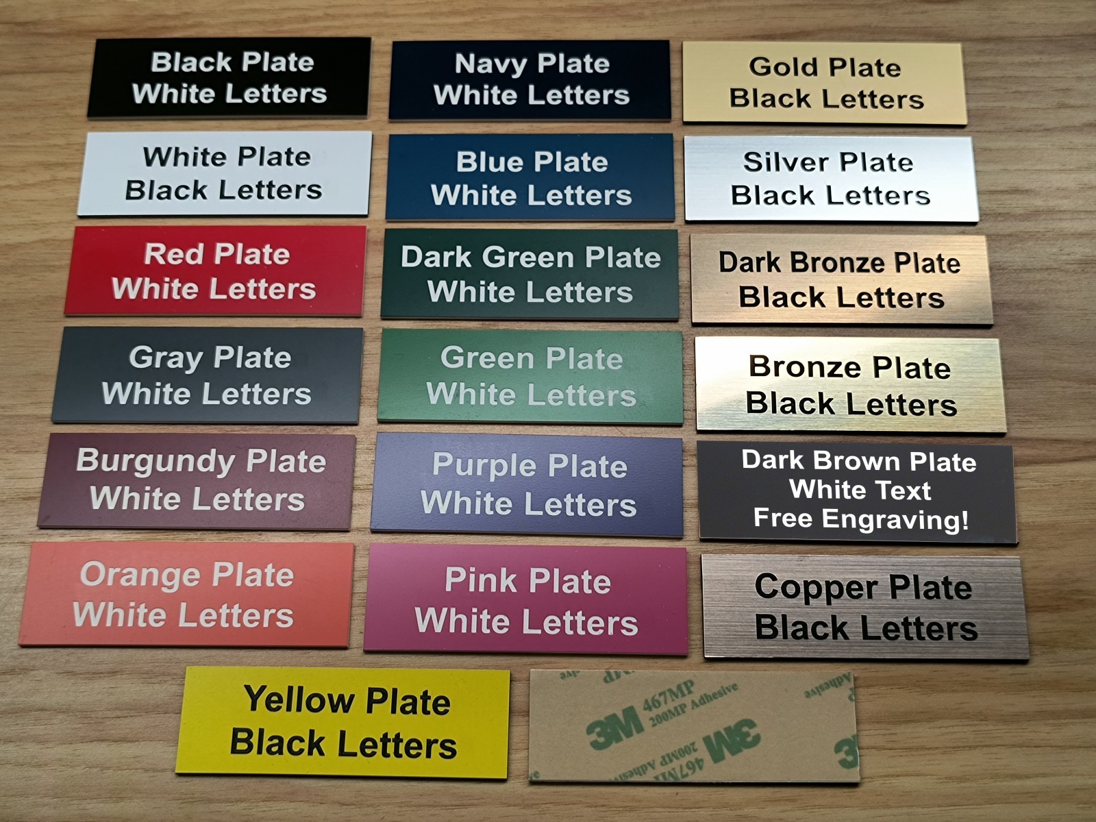 Any Size Any Color Any Wording Custom Engraved Plate / Plaque Sign w/ Adhesive