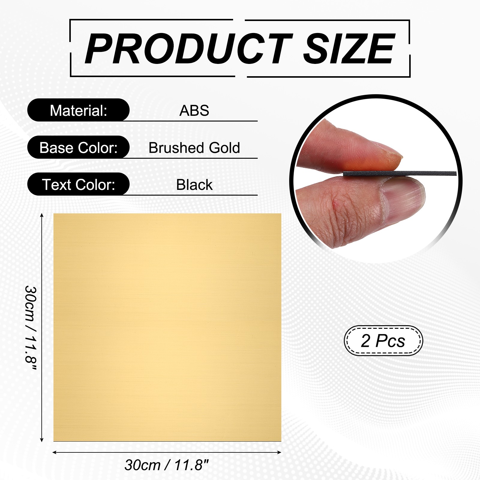 2Pcs 11.8×11.8″ Double Color ABS Laser Engraving Sheet, Brushed Gold/Black