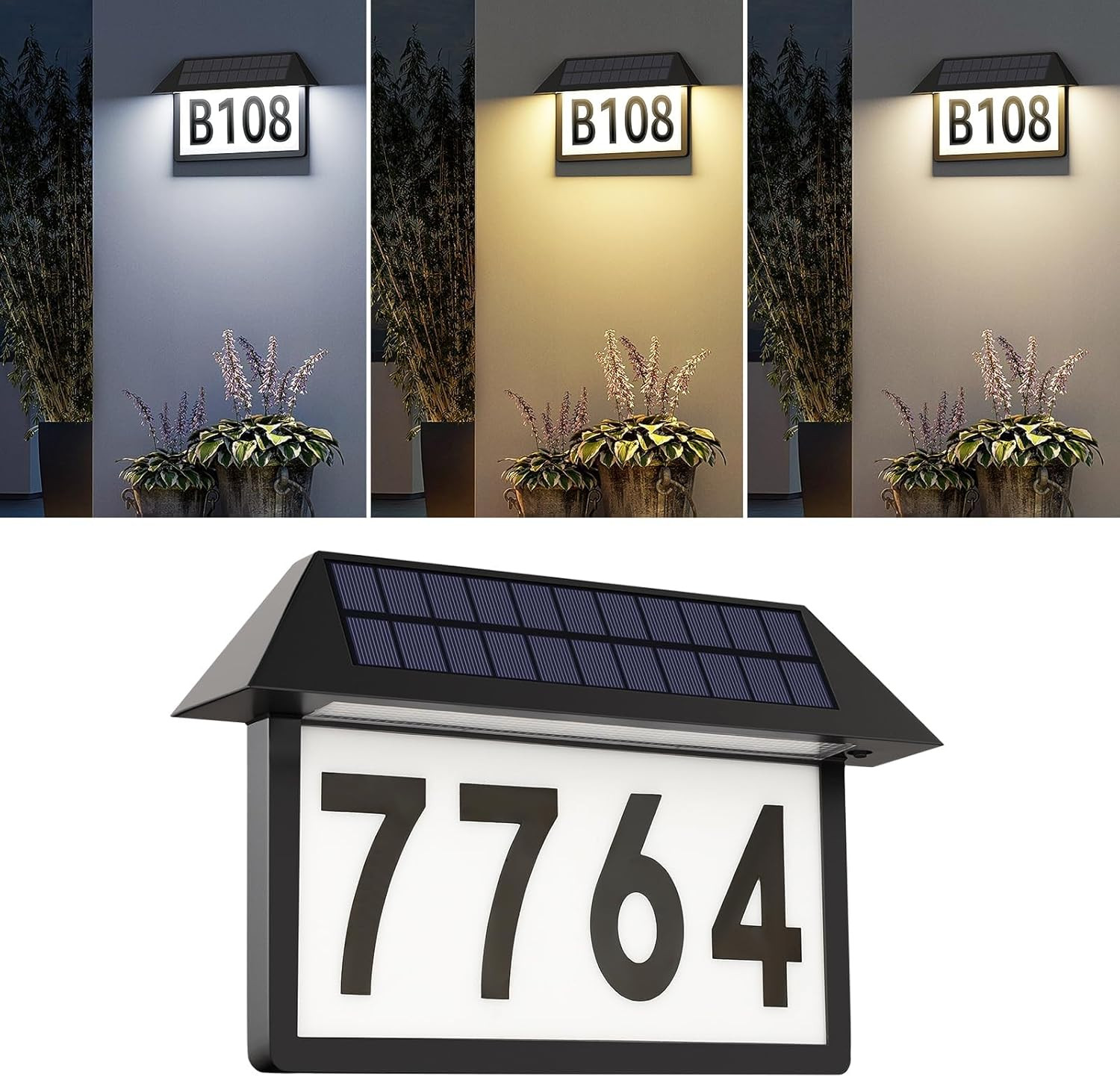 Solar LED Address Sign Waterproof Outdoor Lighted House Number