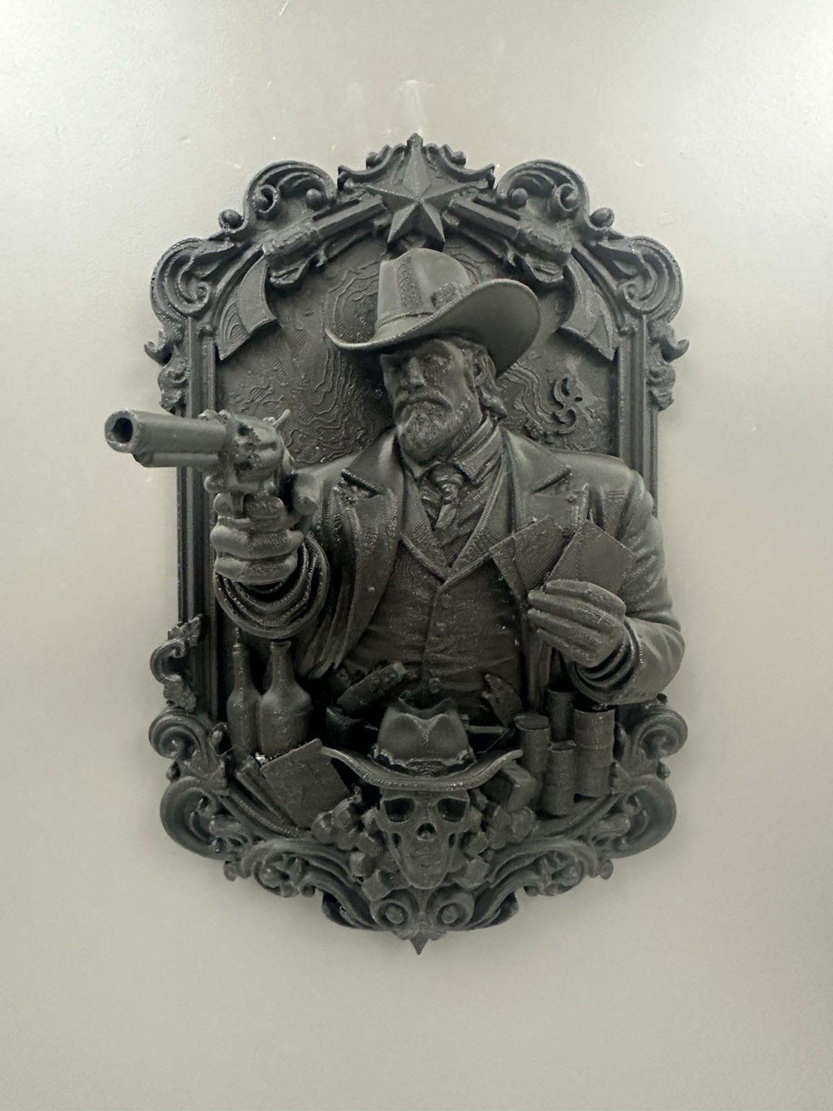 Western Gunslinger Wall Decor Cowboy Plaque Rustic Bar Saloon Man Cave Skull Art