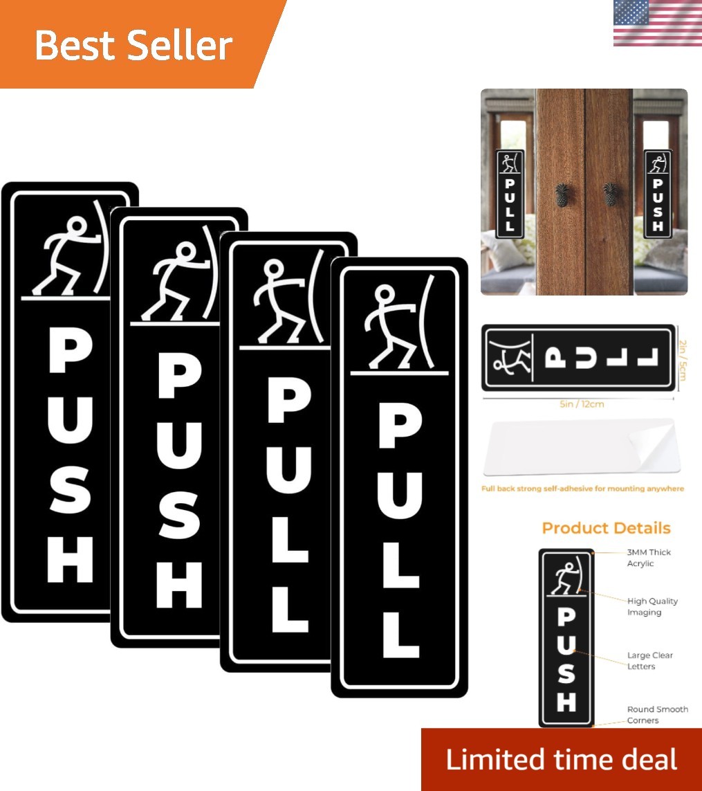 Elegant 2-Pack Acrylic Push Pull Door Signs – 2″ x 5″ for Business Safety