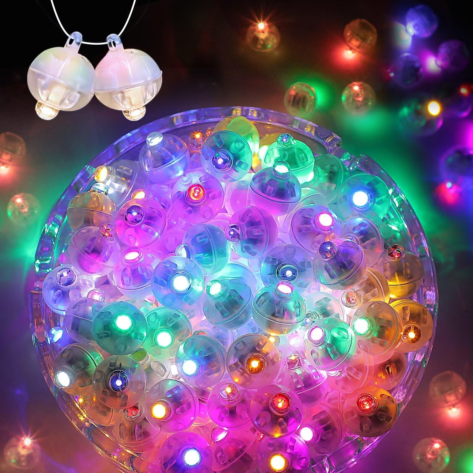 100pcs Balloon Lights, Long Standby Time Mini Ball Light, Round LED Multicolo…