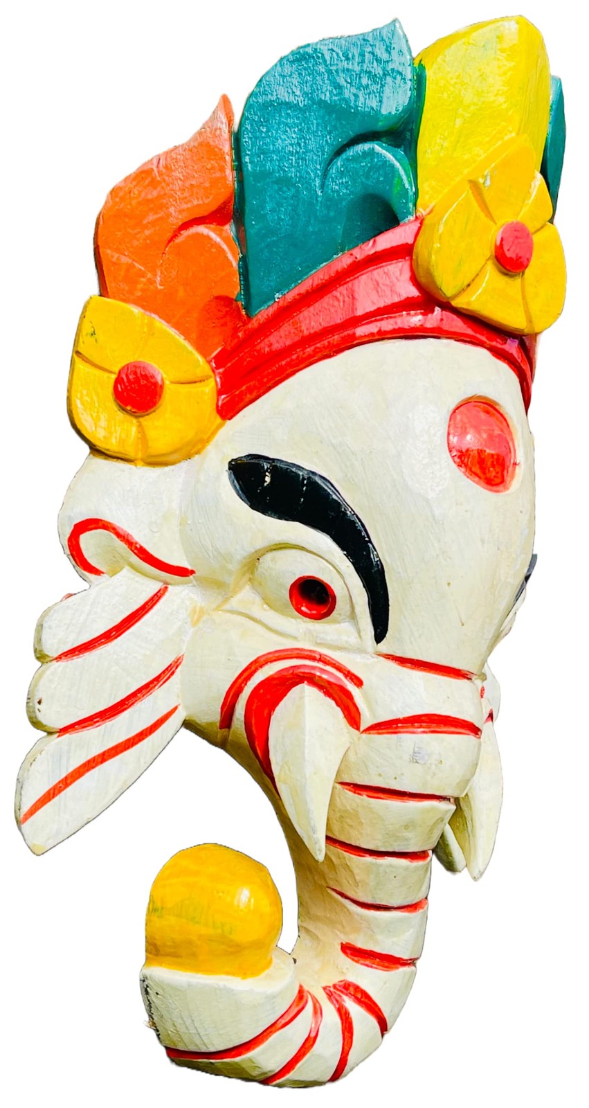 QT Ganesh Antique Hand Crafted Wooden Wall Hanging Sculpture God of Luck/Succ…