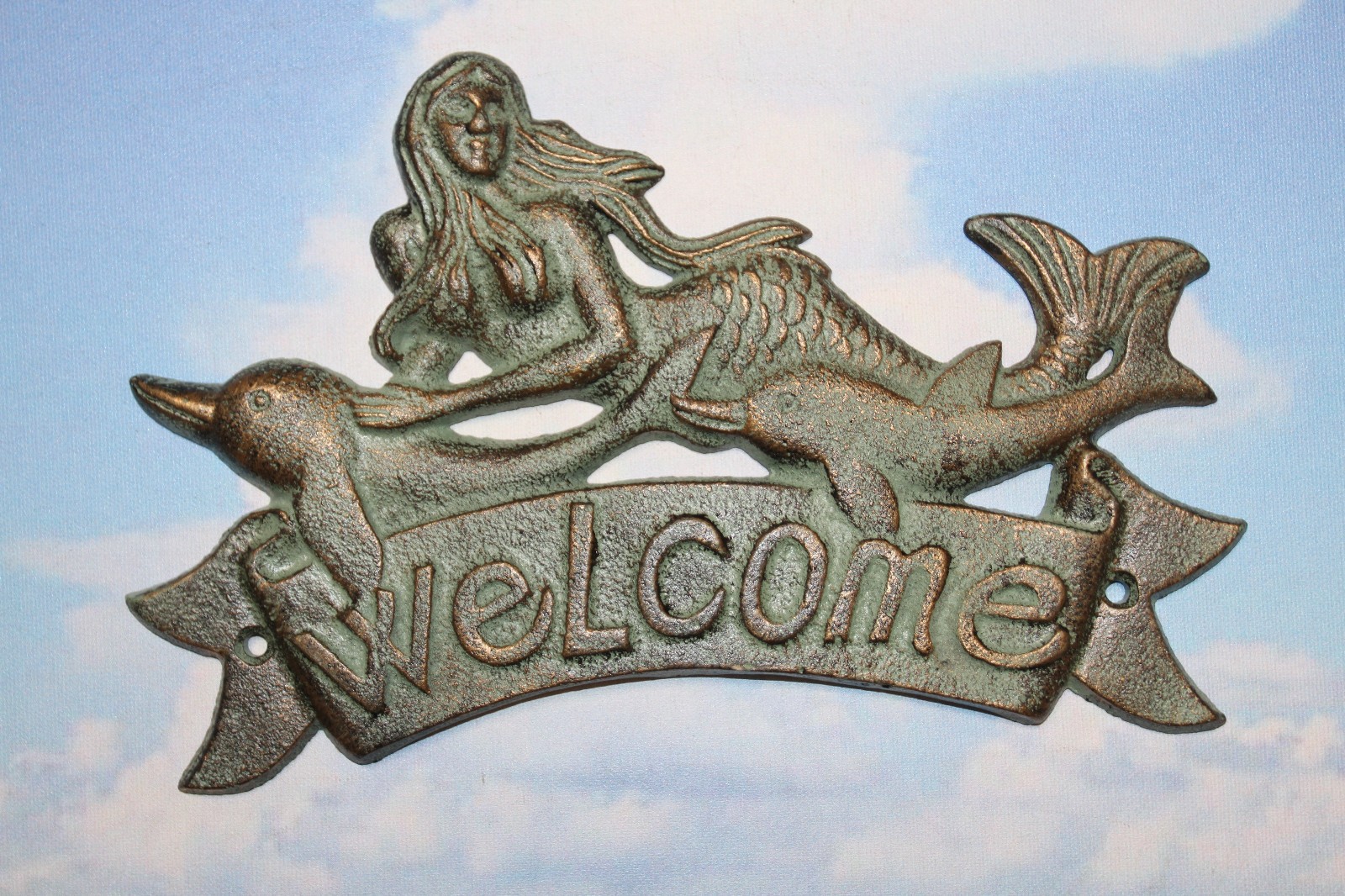 1-MERMAID WELCOME Wall Plaque,Mythical,Folklore,Beach Decor,Nautical Style,BL-40