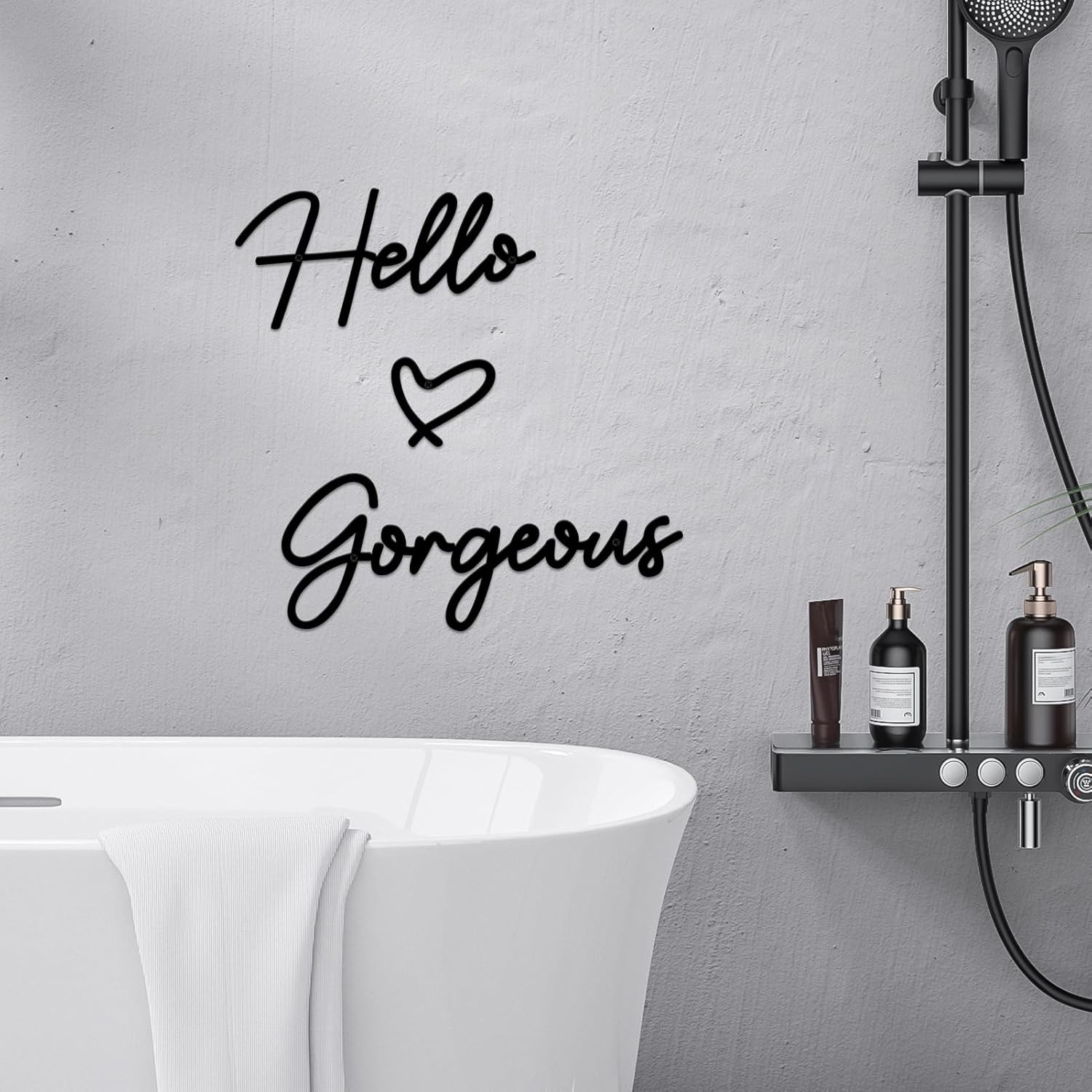 Hello Gorgeous Metal Wall Art Decor Minimalist Metal Words Hello Gorgeous