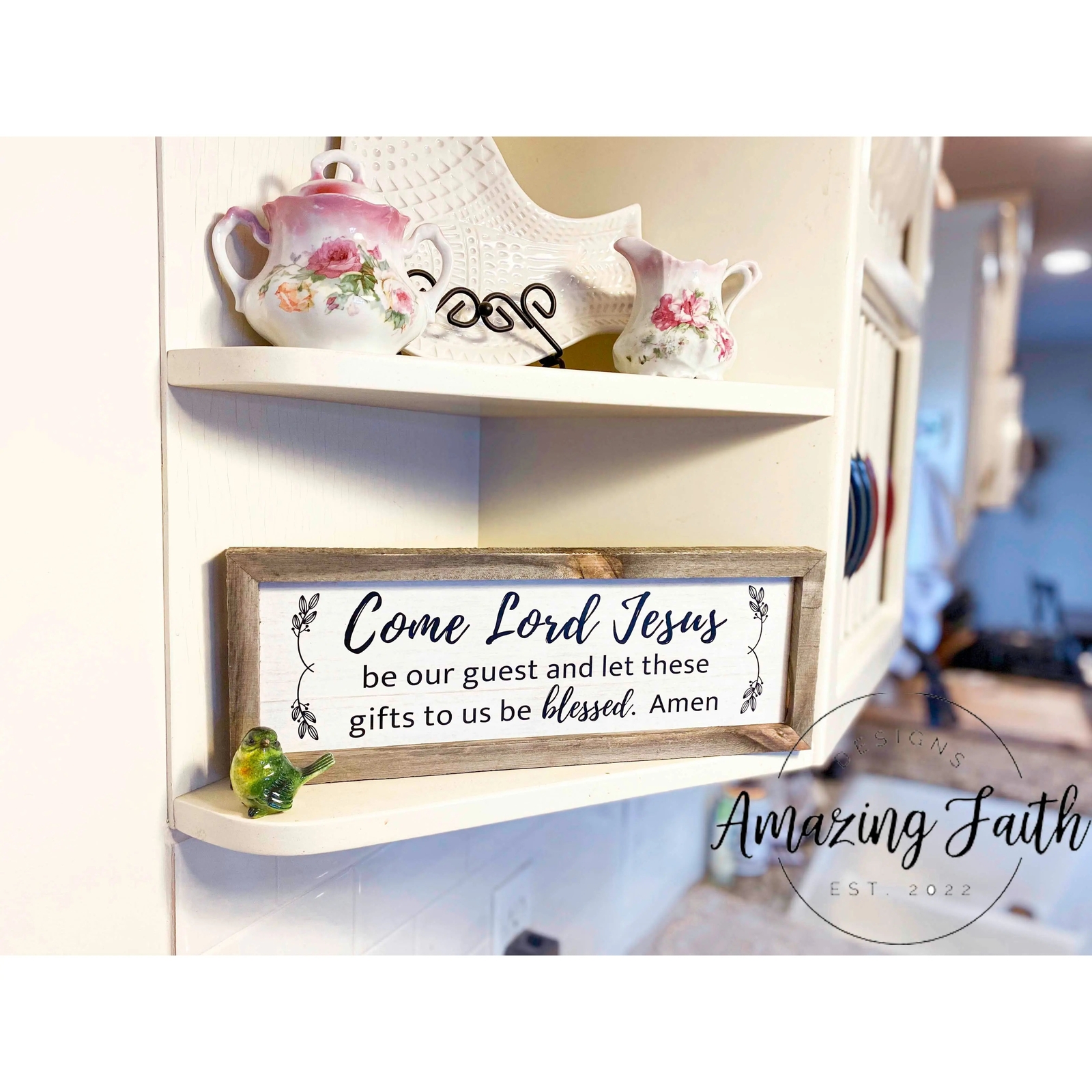 Come Lord Jesus Whitewashed Rustic Farmhouse Wood Decor