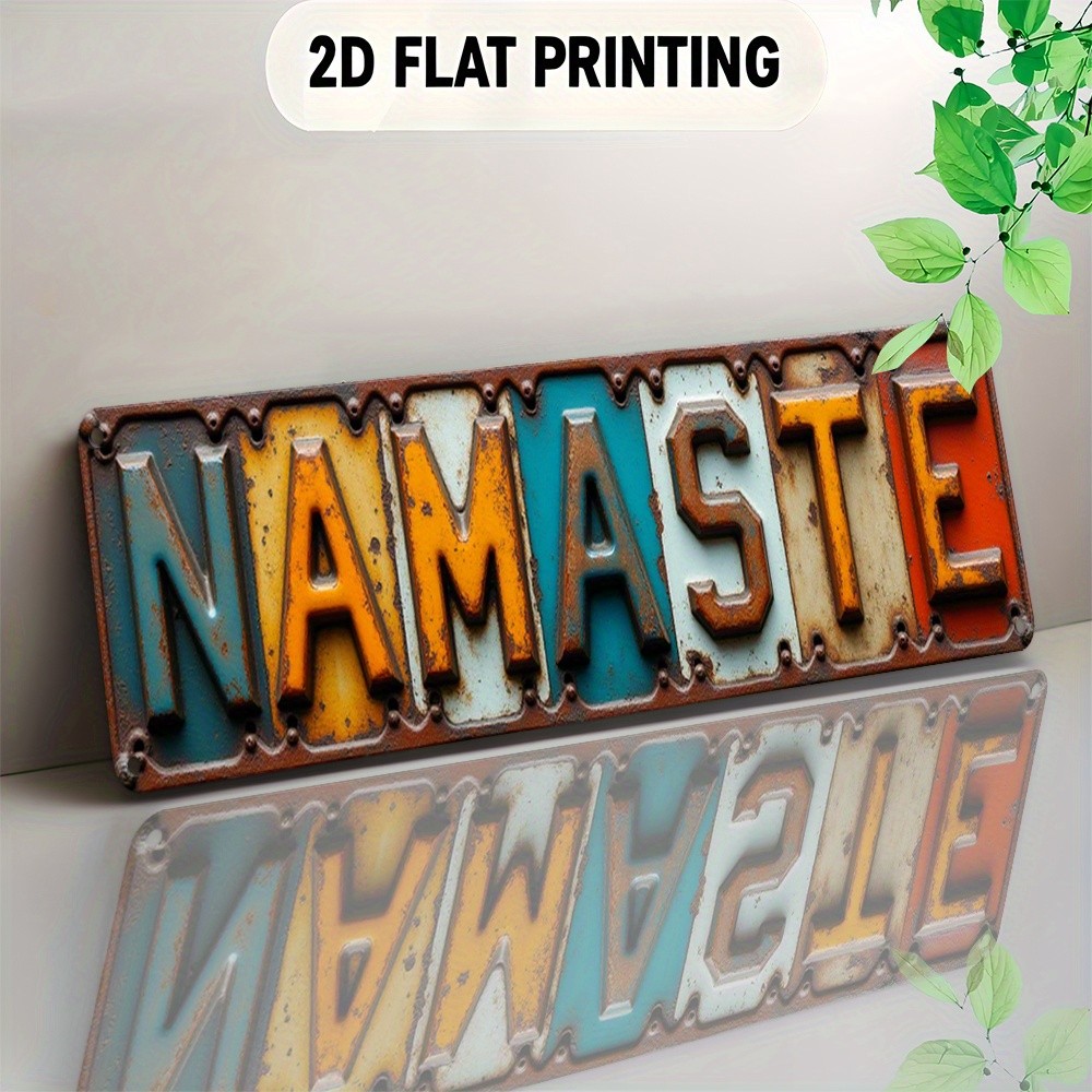 Namaste Multi Color License Plate Metal Sign Boho Yoga Studio Wall Decor Plaque