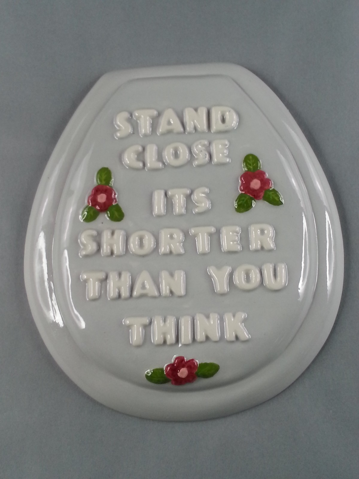 Vintage 1982 Stand Close Its Shorter Than You Think Ceramic Toilet Lid Wall Hang