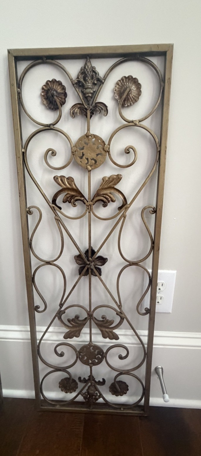 Decorative Metal Scroll Wall Hanging Art 12.5″x35″ Brown/Bronze Tones