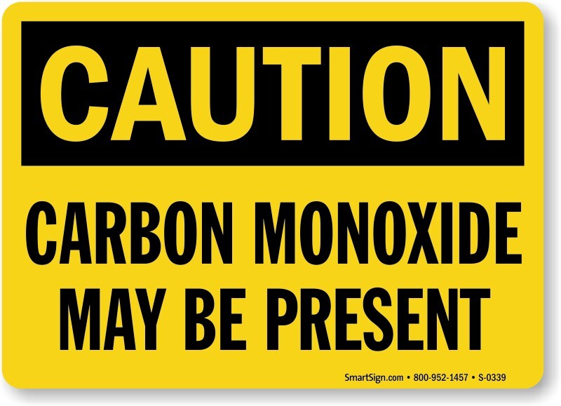 Caution Sign Carbon Monoxide May Be Present DECAL Sticker Size ( 7 X 17)