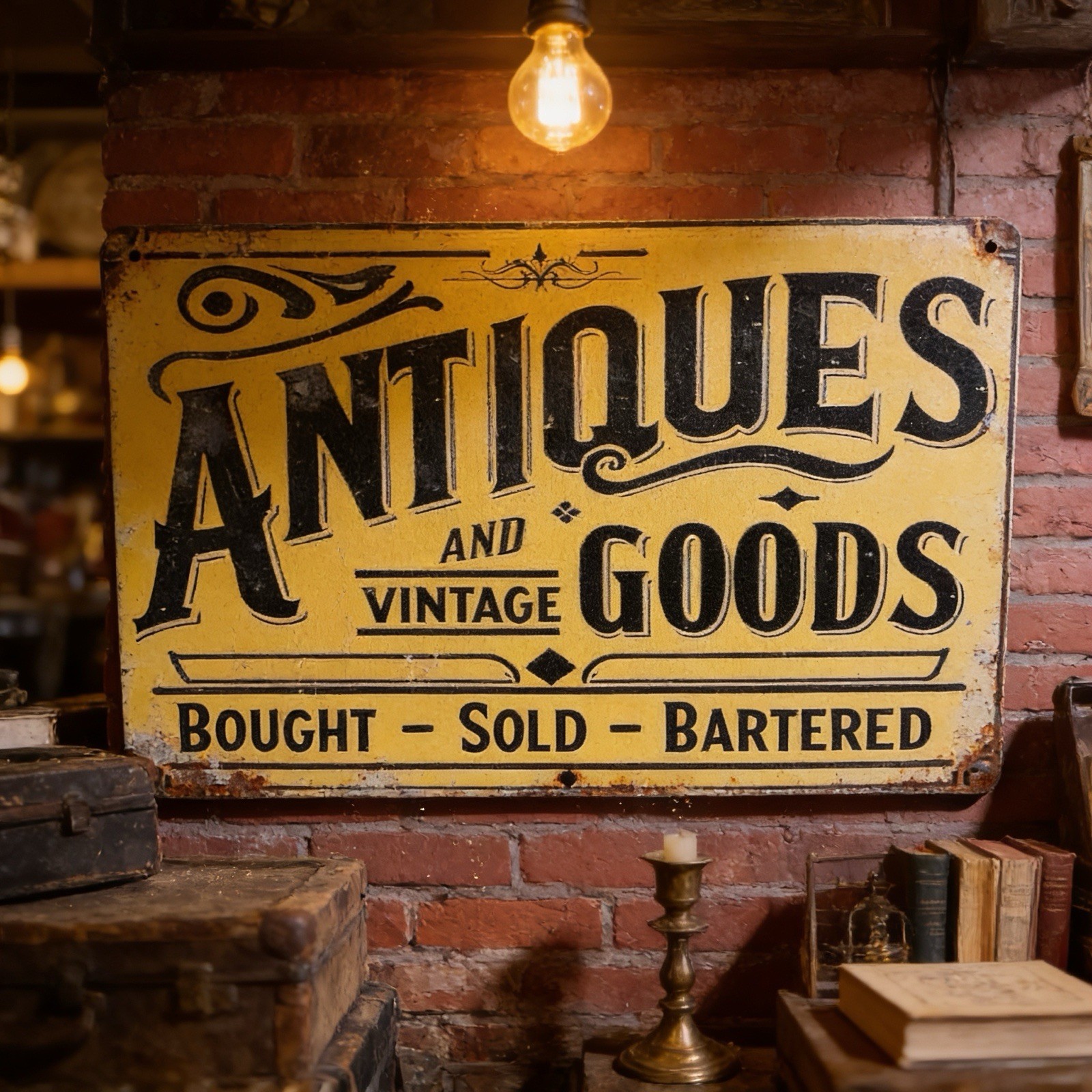 12”X8” Vintage Style “Antique Goods Sold” Advertising Sign…Ships Free!