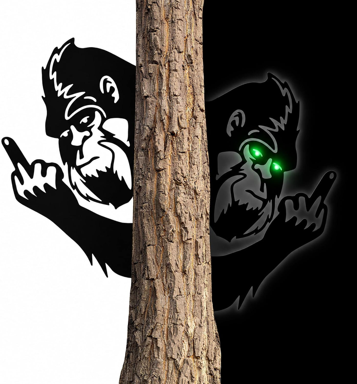 15×10 In Sasquatch Peek Flip Off Metal Sign Animal Bigfoot Middle Finger Plaques