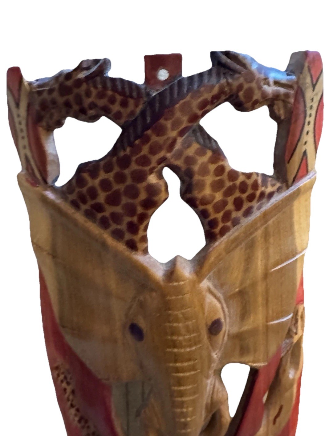 African Crafts Wood Elephants/ Giraffes Wall Hanging Carving Home decor 12×5 in