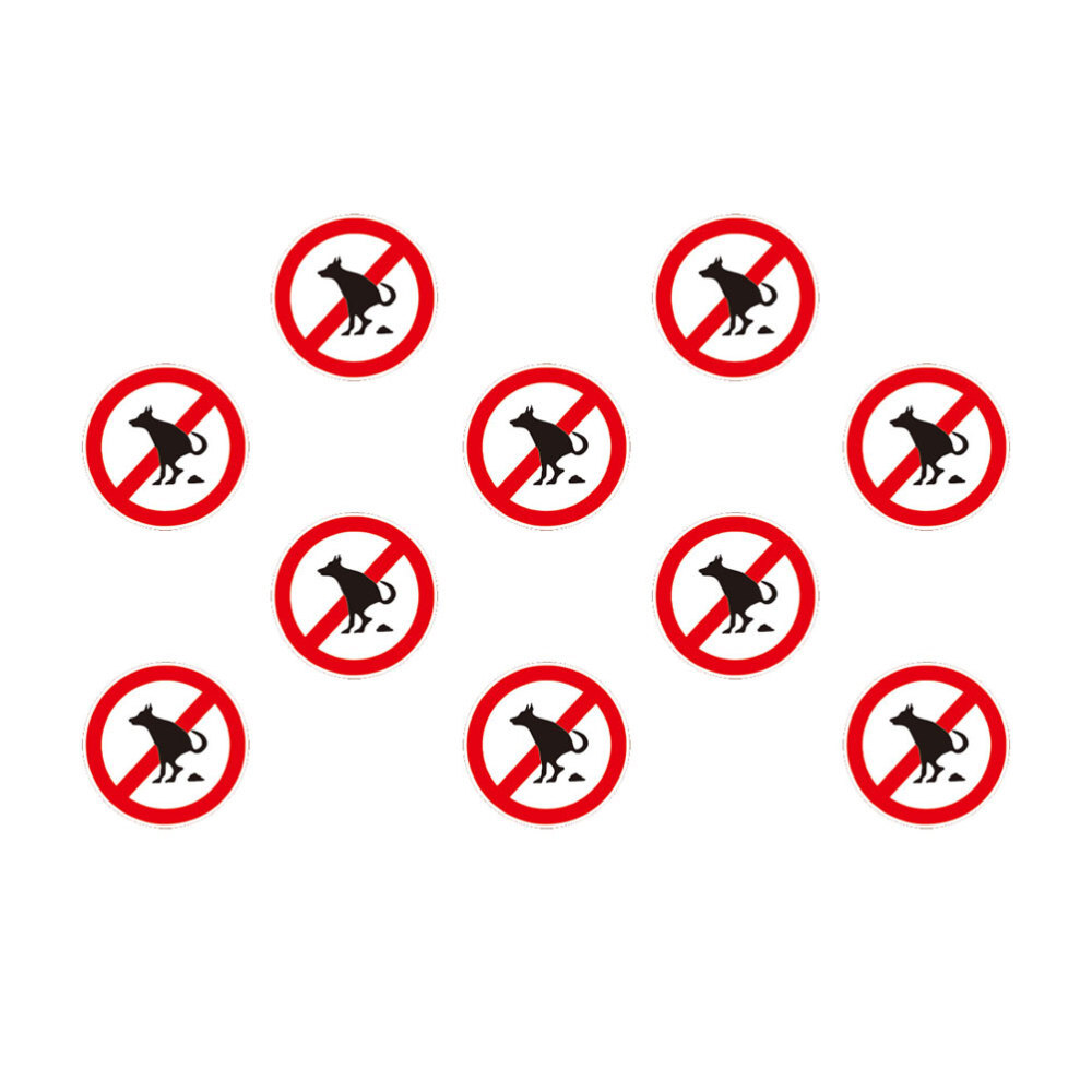 10 Sheets Stickers Waterproof No Pet Poop Sign Dog Pooping Emblems