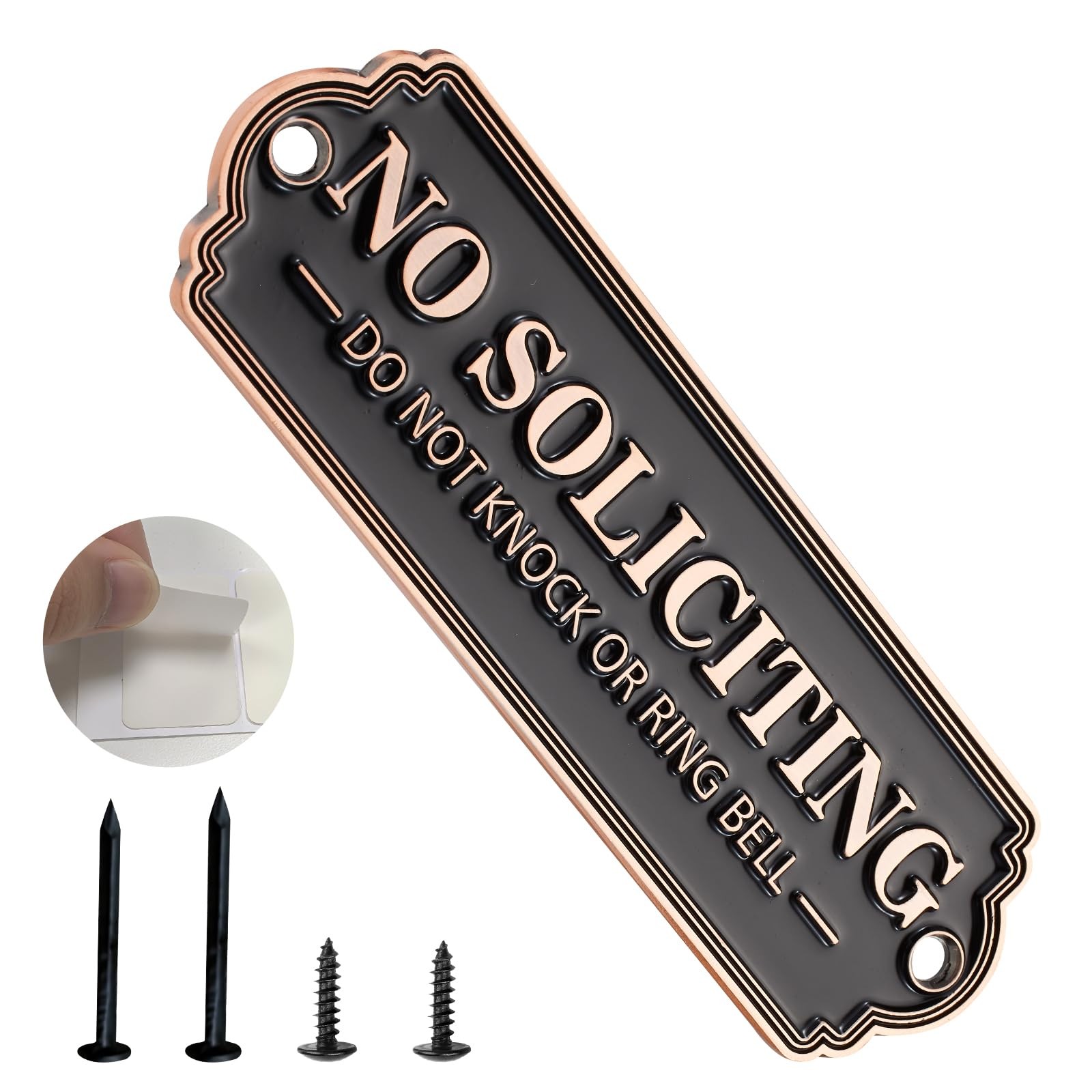 Brass No Soliciting Sign, Sign for House 5 x 1.6 inches,