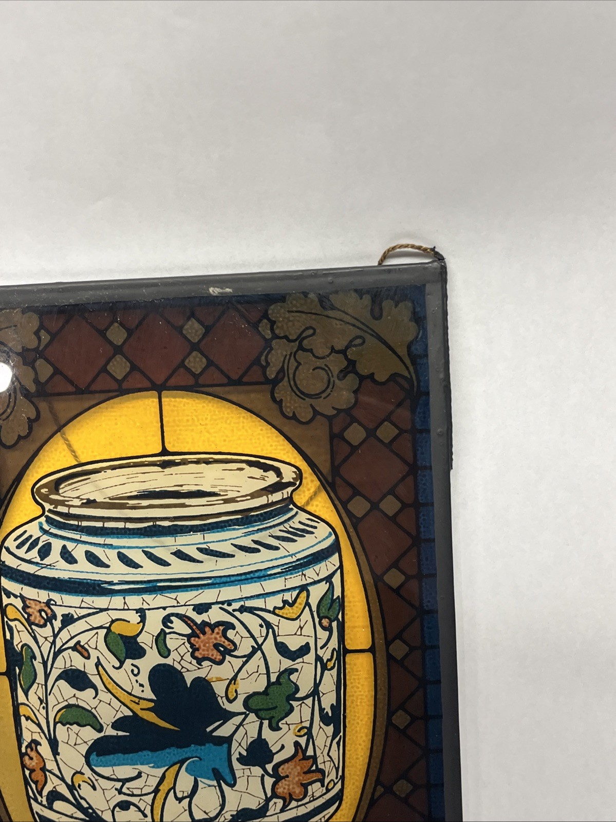 RX Pharmacy Wall Hanging Glass Plaque Vintage 9”x 6” Sun catcher Stained like