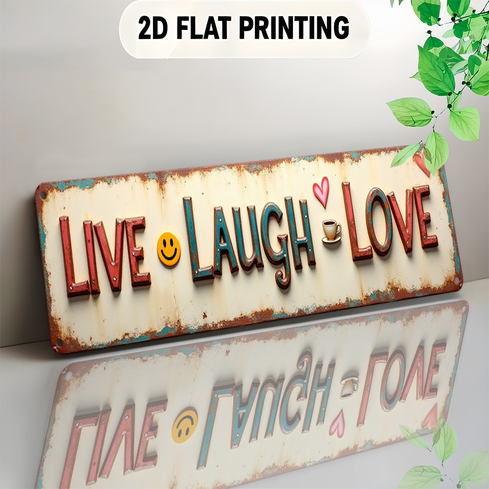 Live Laugh Love Heart Smiley Metal Sign Rustic Farmhouse Home Wall Decor Plaque