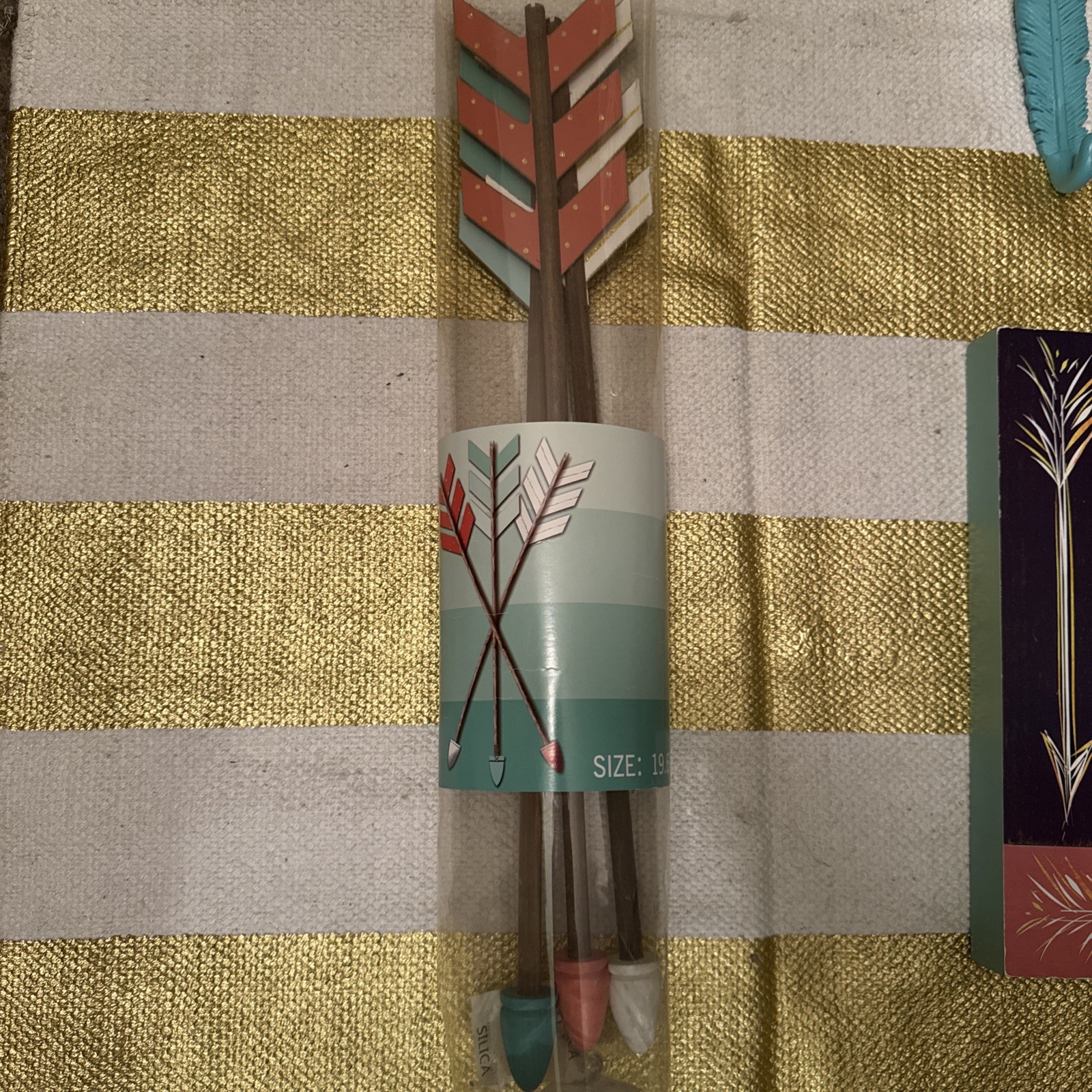 Arrow Feather Home Decor Set With Picture Frame Two Feather Wall Hooks
