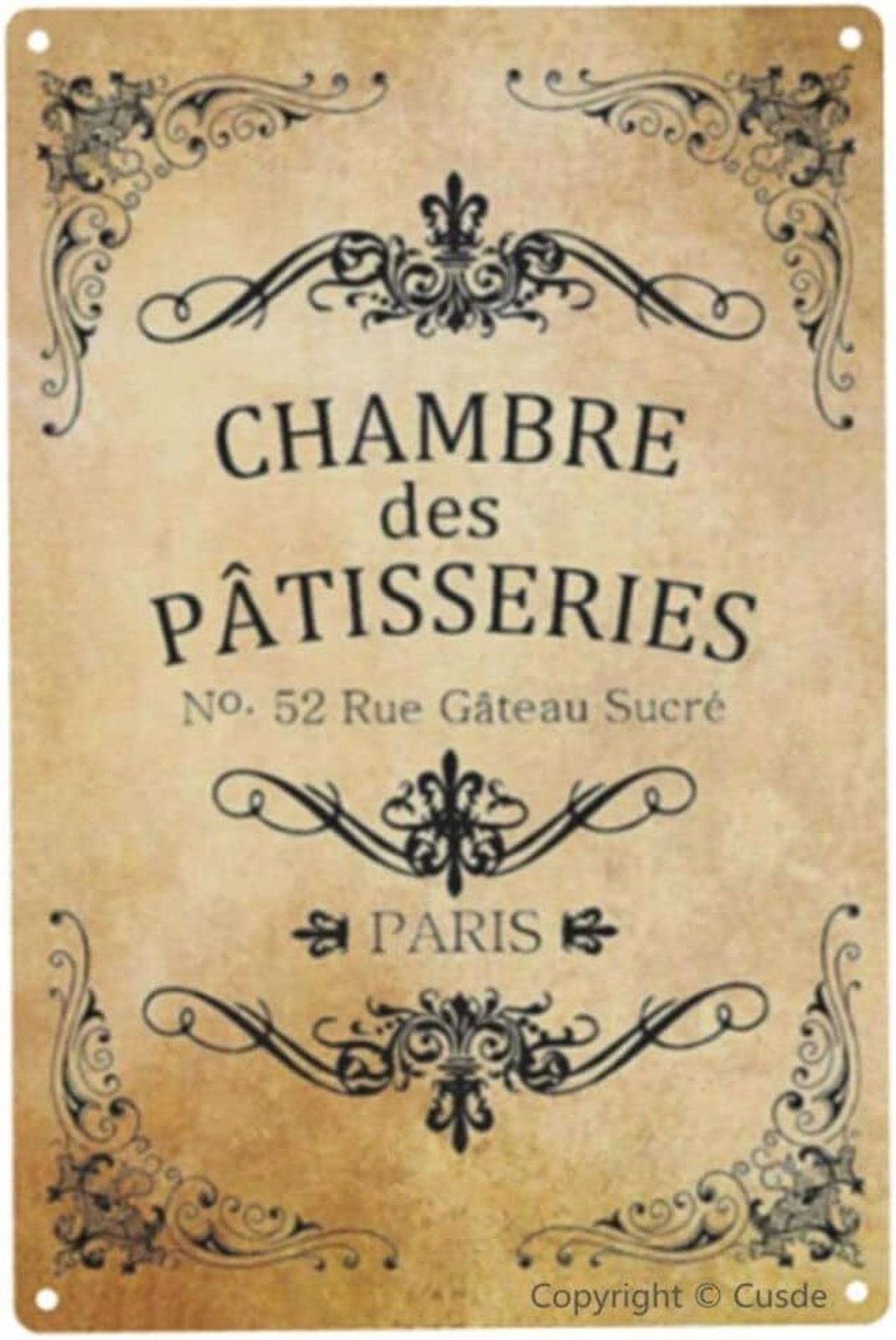 Vintage Metal Sign Chamber Des Patisseries French Paris Aluminum Sign 8×12