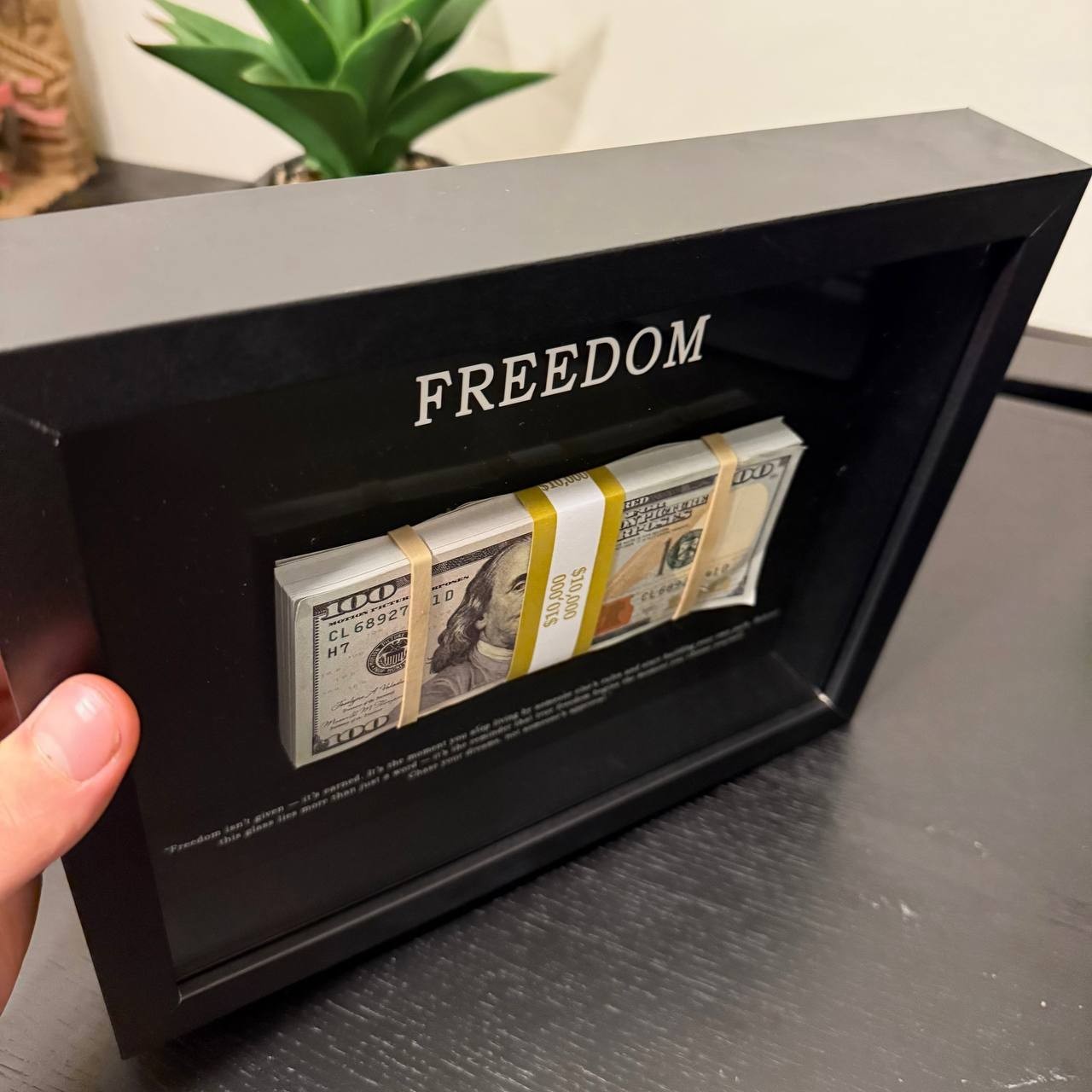 Motivational Money Frame – $10,000 Framed Cash, Office Decor and Business Gift