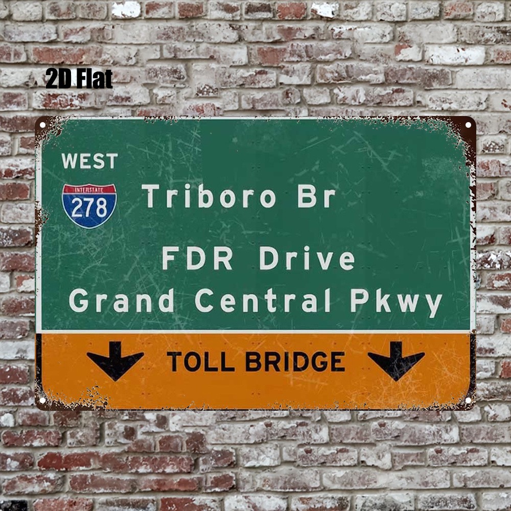 Tin Sign New York City Iconic Road Signs Triboro Bridge Aluminum 8×12