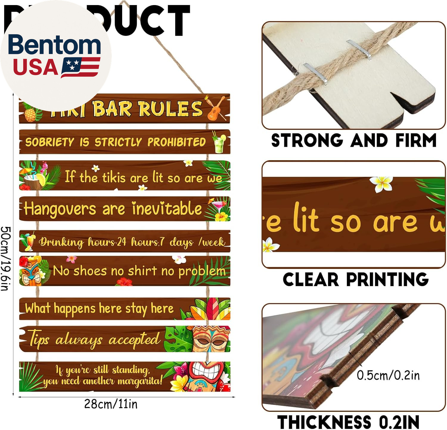 Tiki Bar Decorations Funny Tiki Bar Rules Sign Tiki Bar Wall Decor for Home Bar