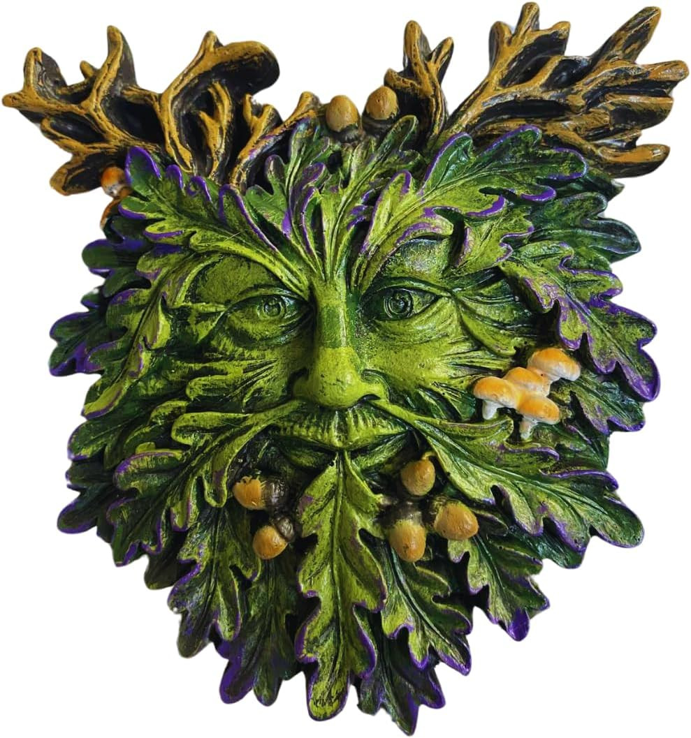 Green Man Wall Plaque – Celtic Tree Spirit Resin Sculpture for Home or Garden Dé