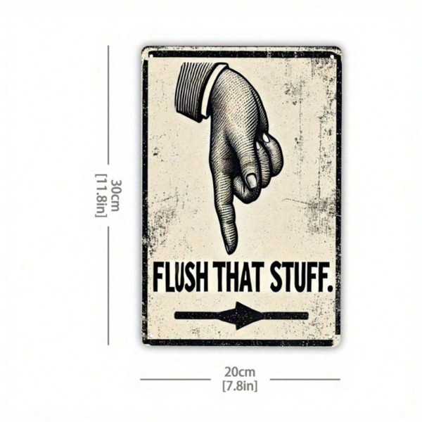 Plate Flush That Stuff Humorous Toilet Restroom Sign Farmhouse Door Wall Art